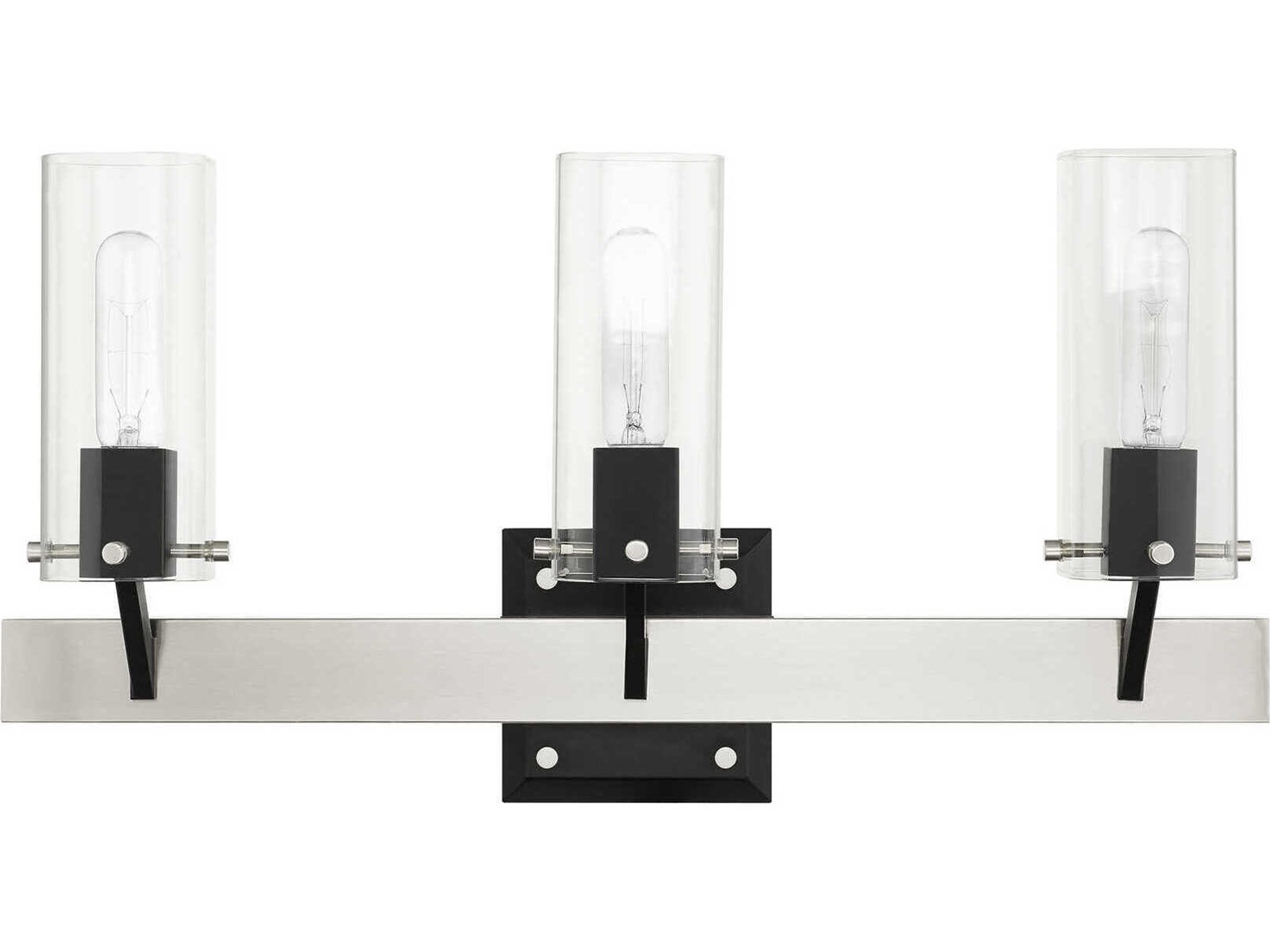 Livex Lighting Beckett 3-Light Brushed Nickel Clear Glass Vanity Light