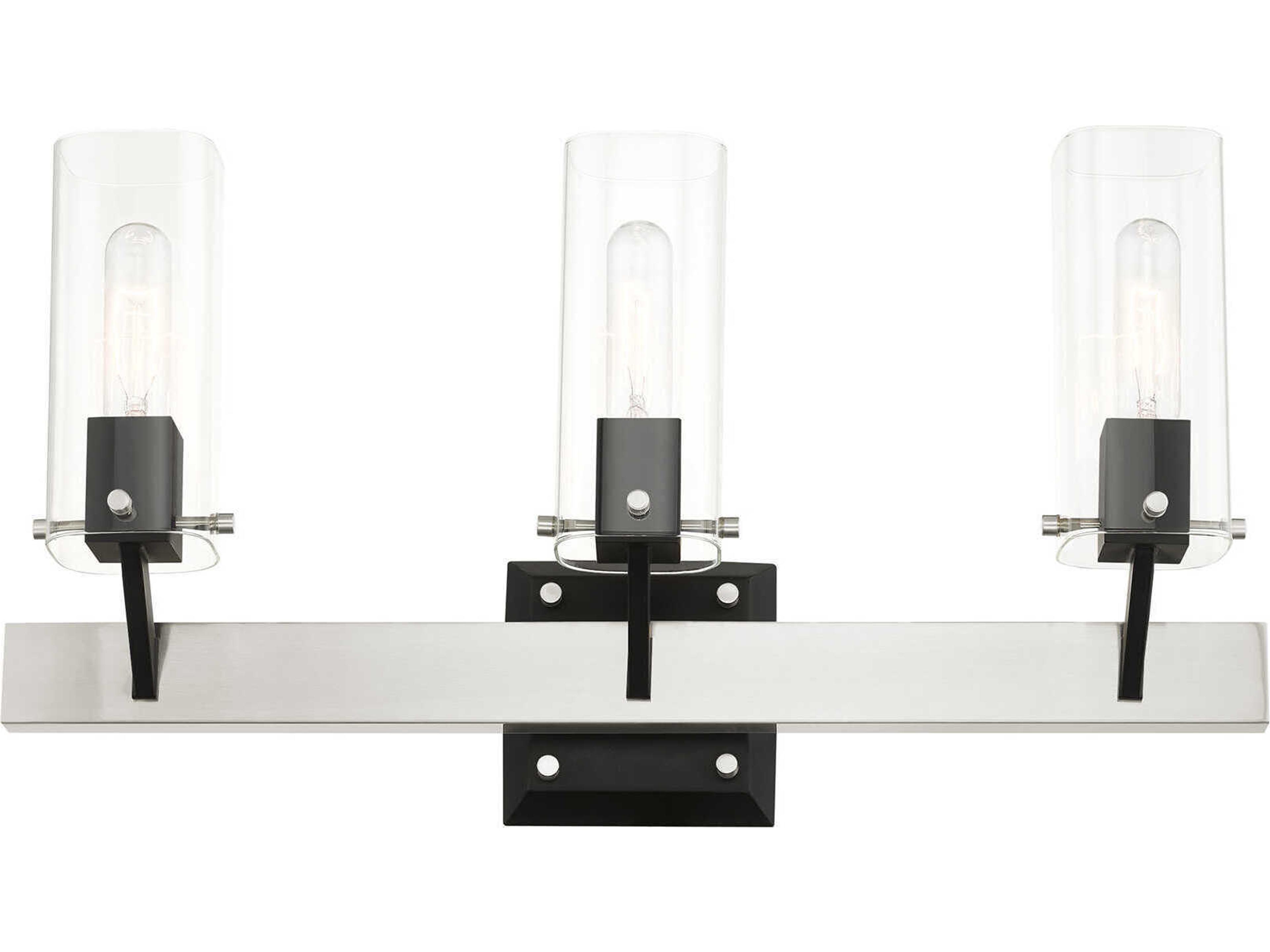 Livex Lighting Beckett 3-Light Brushed Nickel Clear Glass Vanity Light
