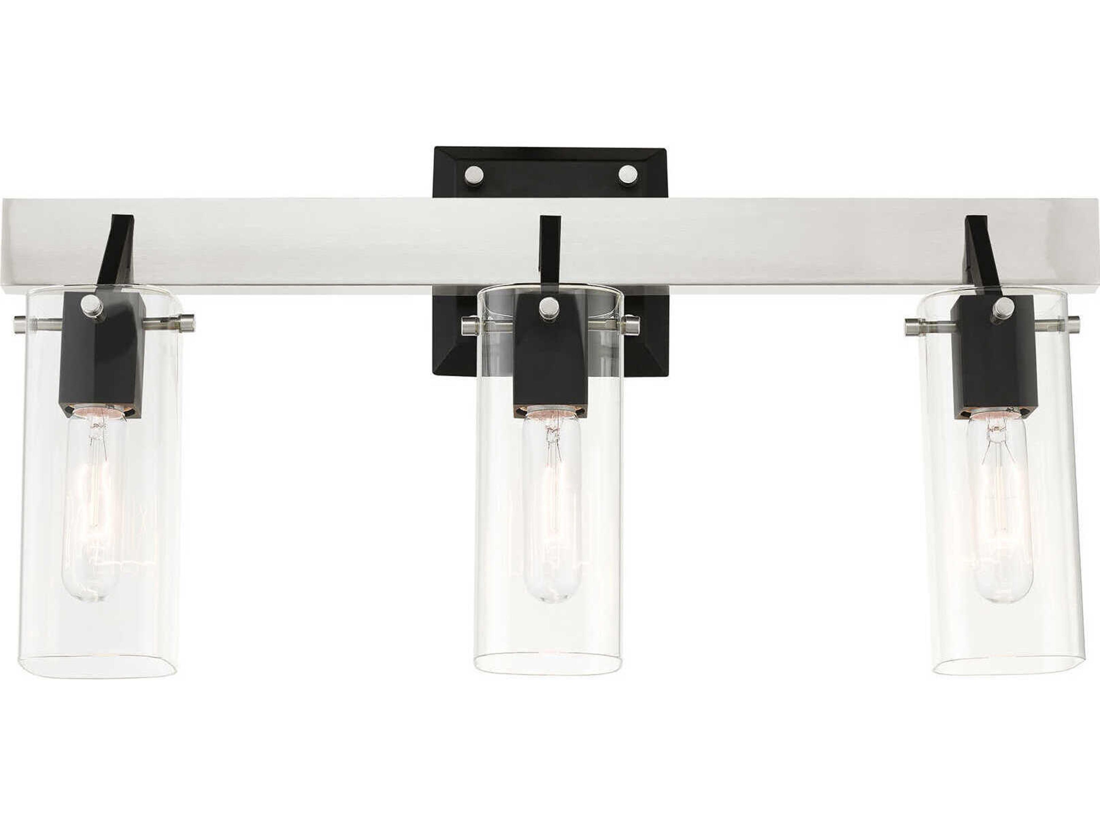 Livex Lighting Beckett 3-Light Brushed Nickel Clear Glass Vanity Light