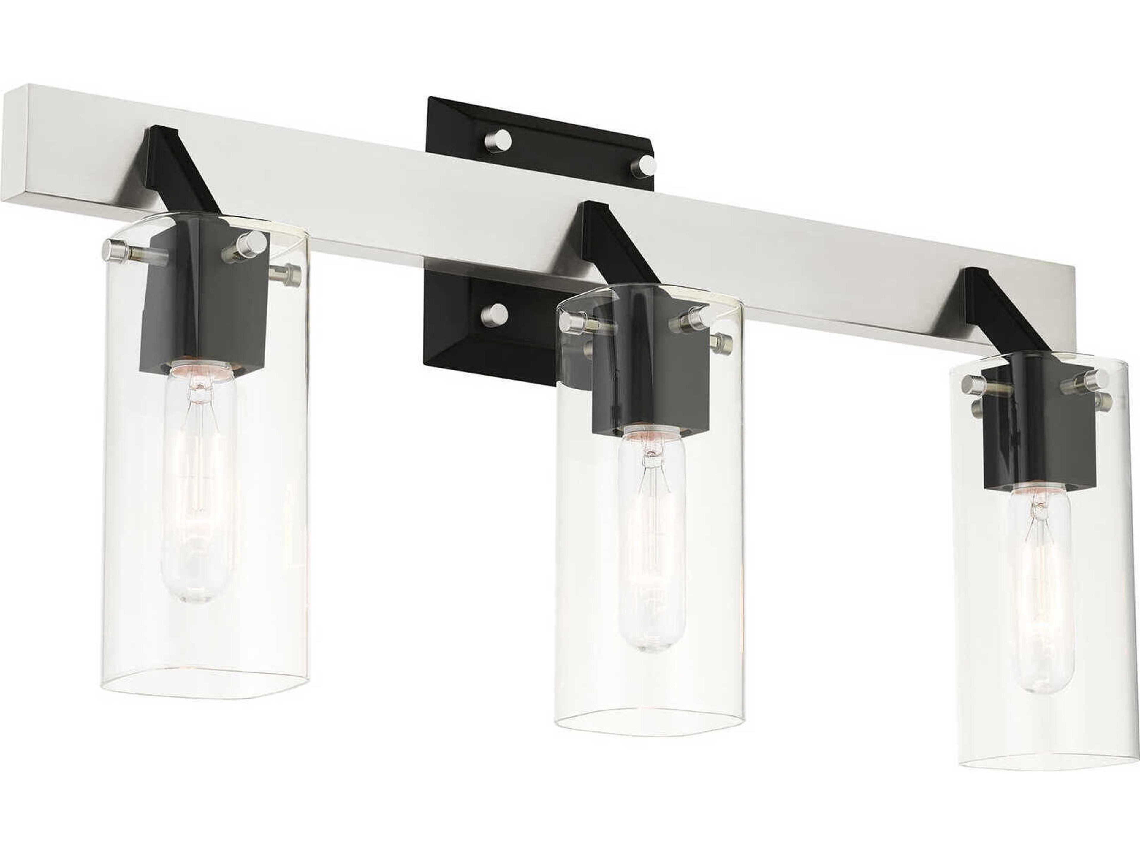 Livex Lighting Beckett 3-Light Brushed Nickel Clear Glass Vanity Light