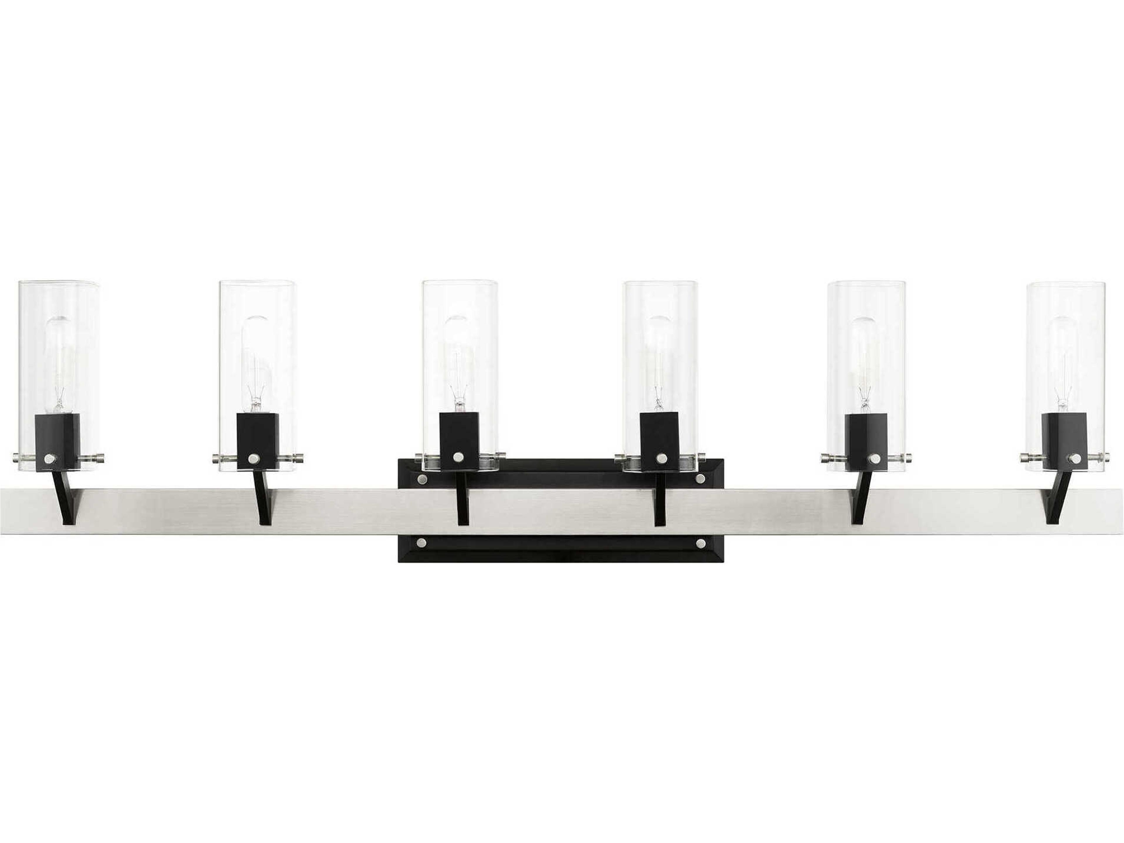 Livex Lighting Beckett 6-Light Brushed Nickel Clear Glass Vanity Light