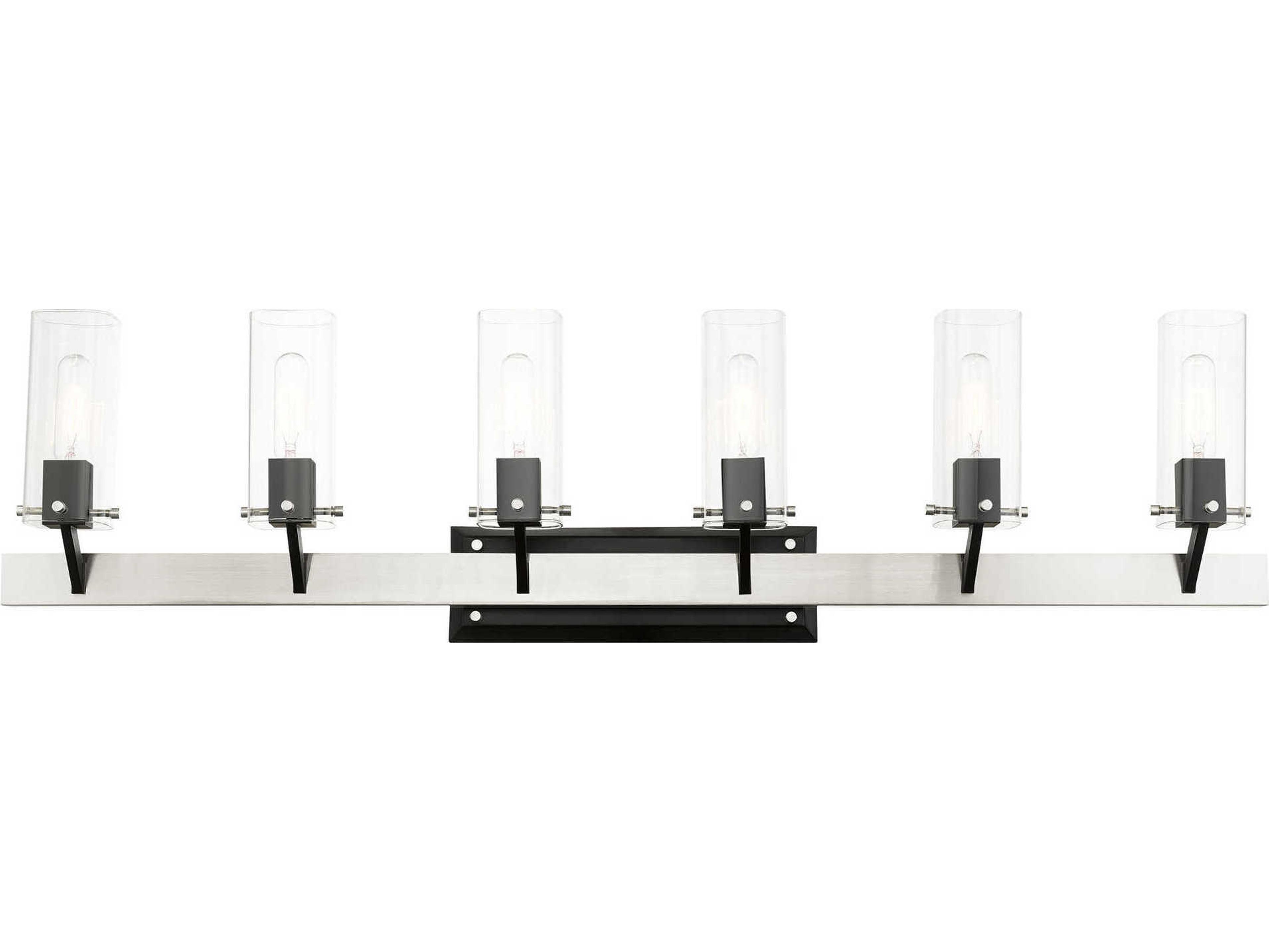 Livex Lighting Beckett 6-Light Brushed Nickel Clear Glass Vanity Light