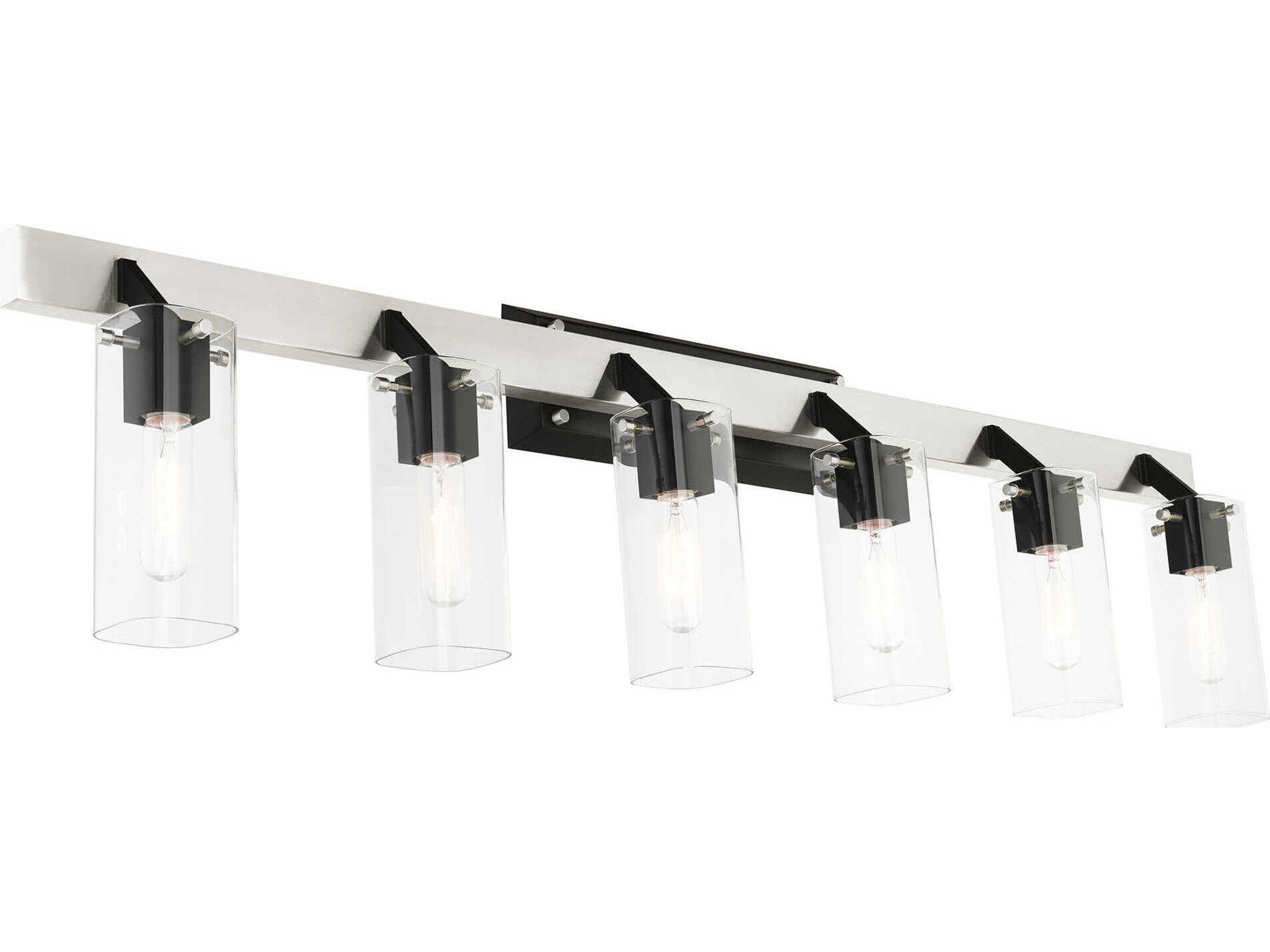 Livex Lighting Beckett 6-Light Brushed Nickel Clear Glass Vanity Light