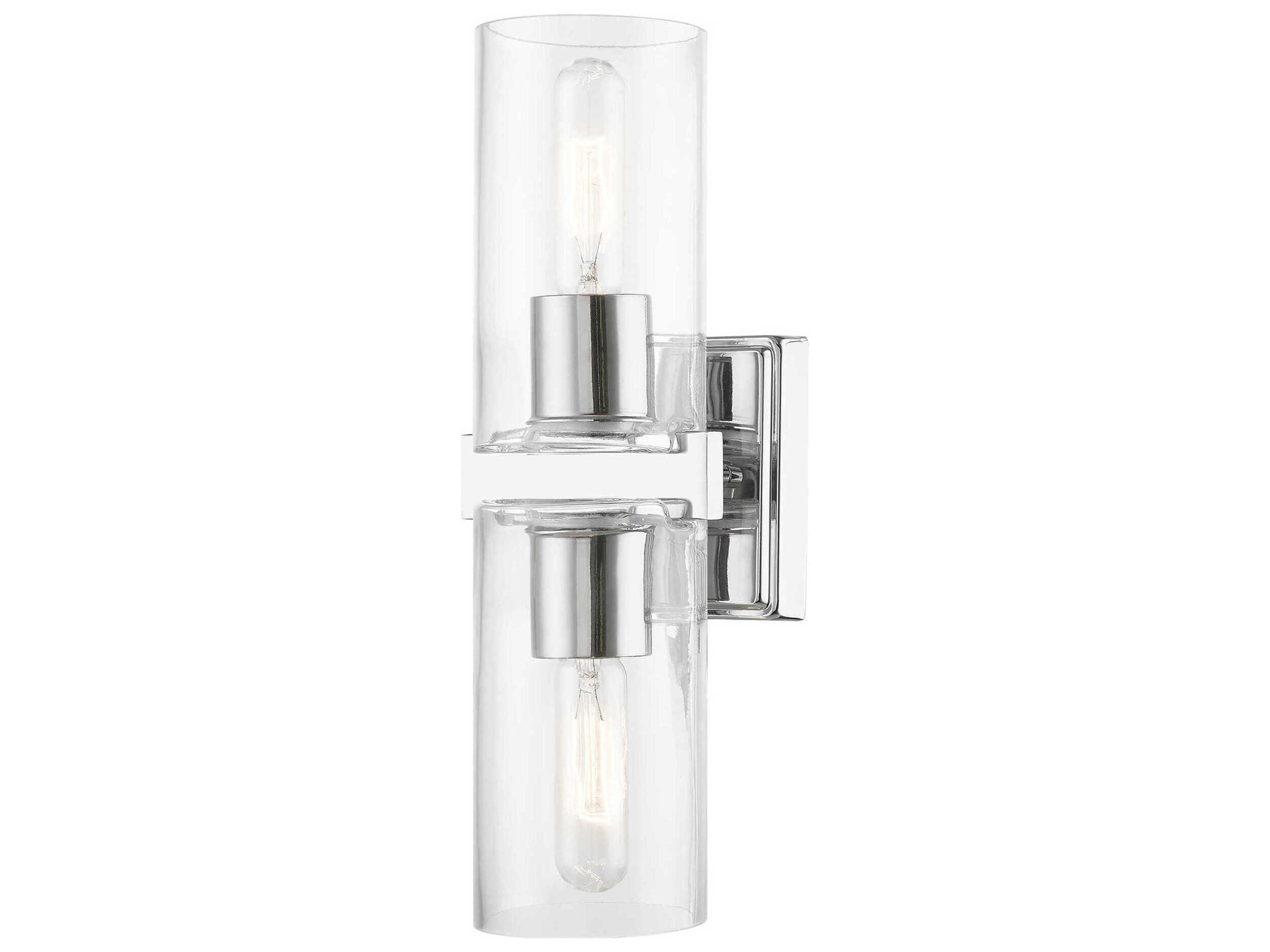 Clarion 2-Light Polished Chrome Glass Vanity Light