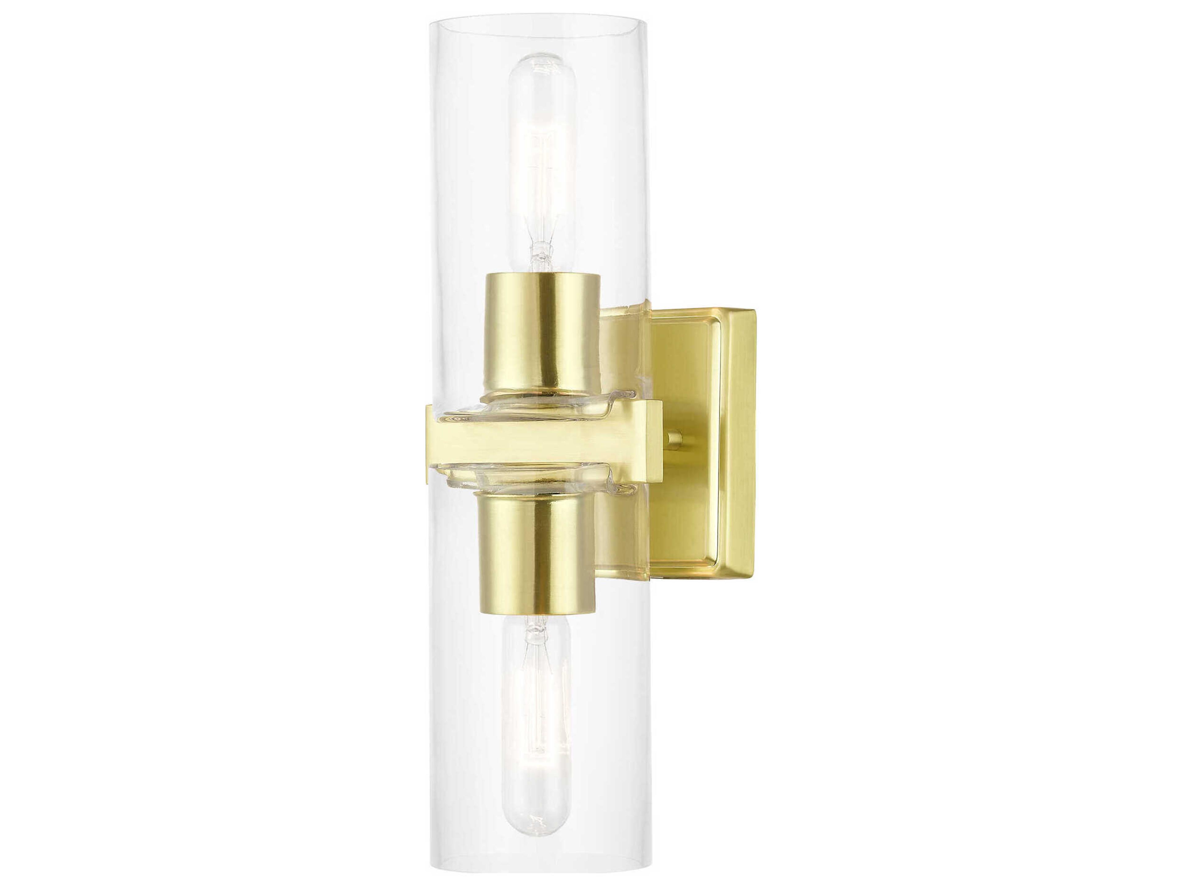 Clarion 2-Light Satin Brass Glass Vanity Light