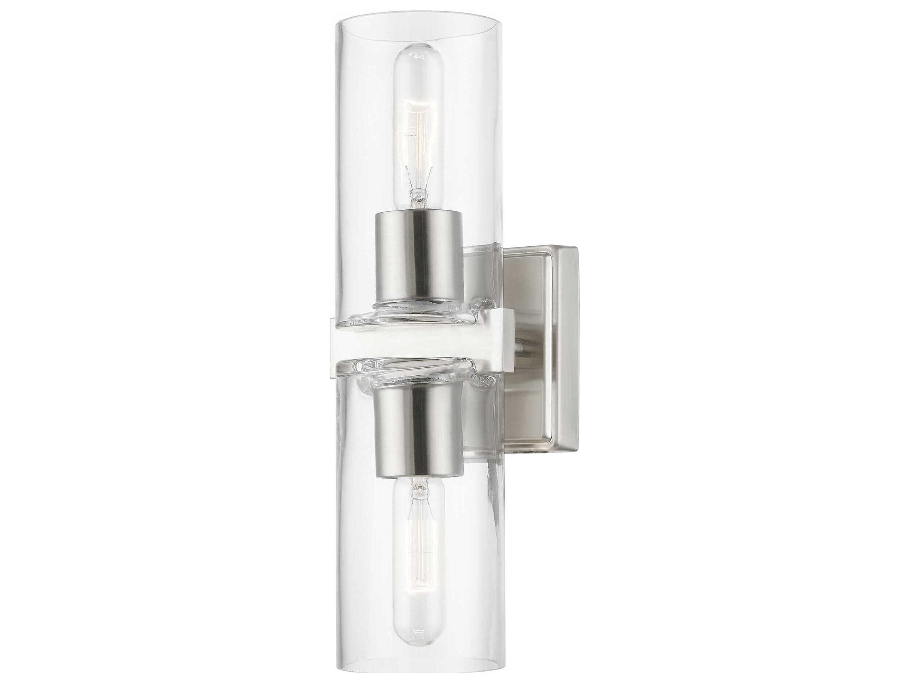 Clarion 2-Light Brushed Nickel Glass Vanity Light