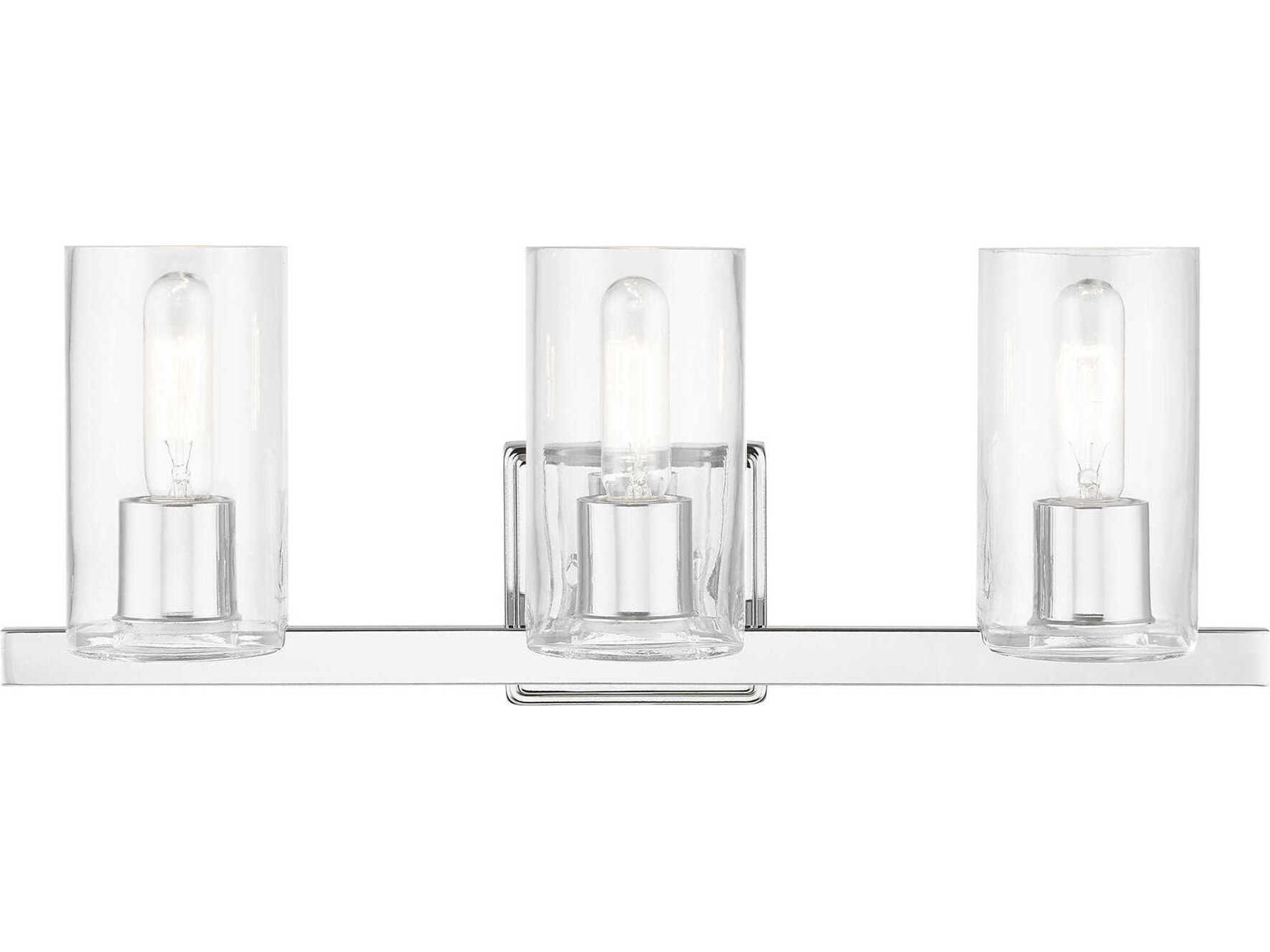 Clarion 3-Light Polished Chrome Glass Vanity Light
