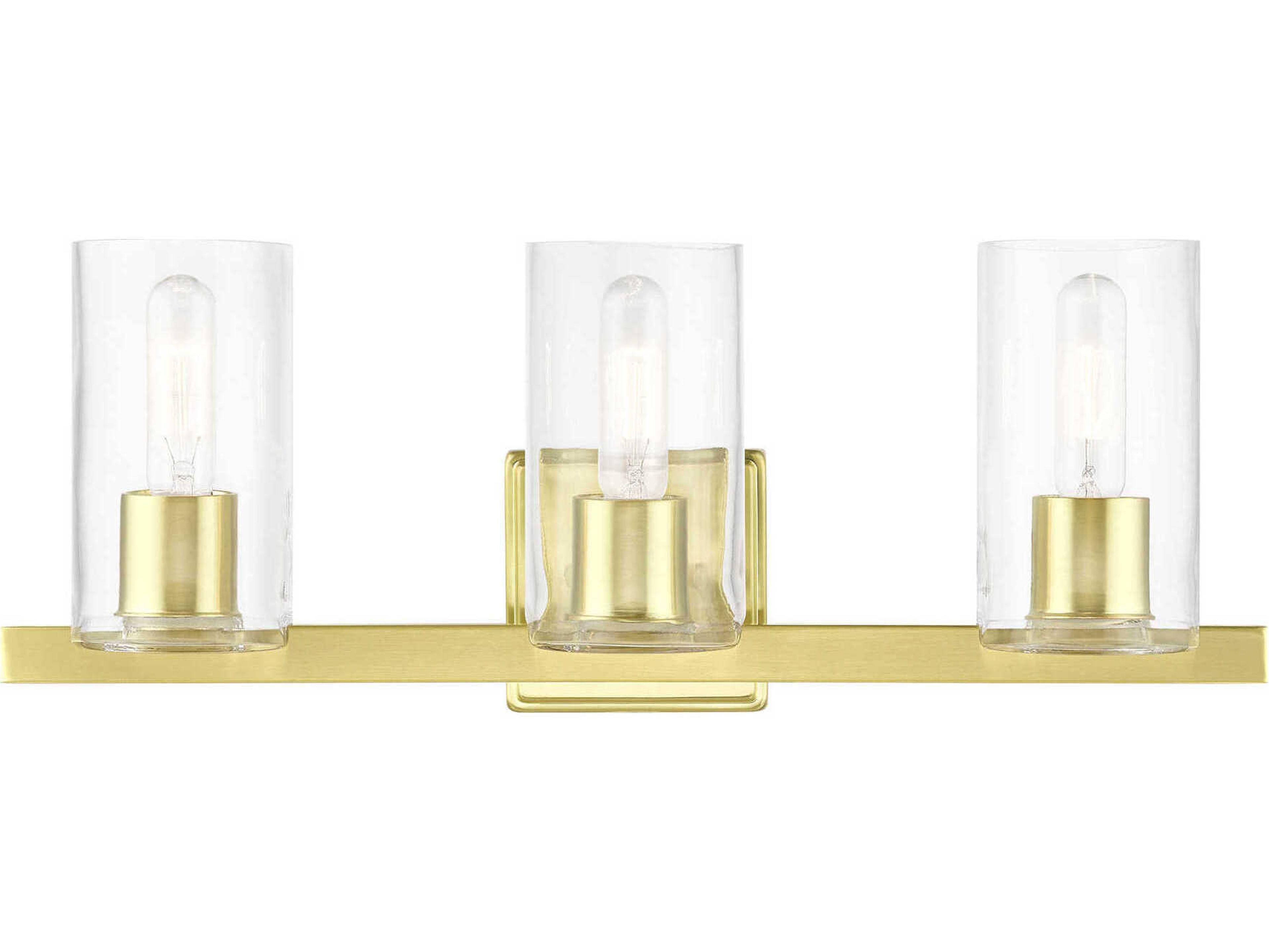 Clarion 3-Light Satin Brass Glass Vanity Light
