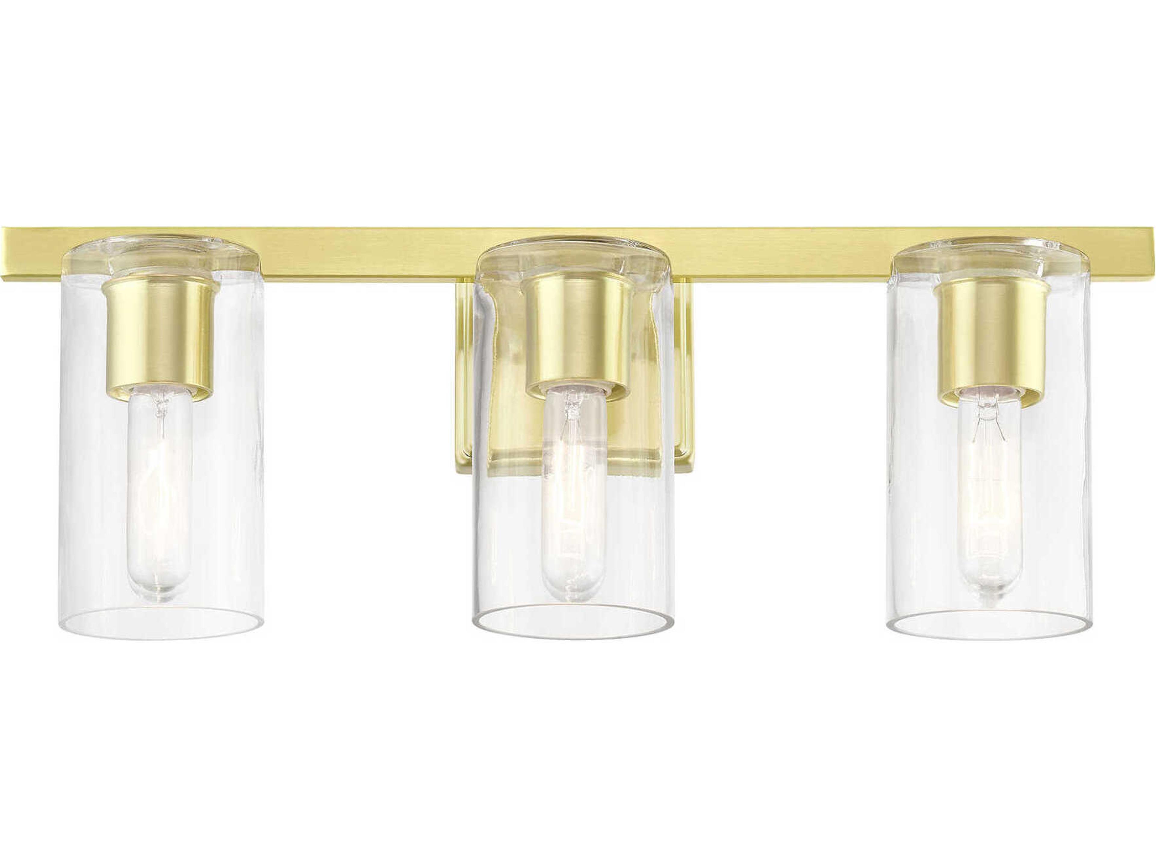 Livex Lighting Clarion 3-Light Satin Brass Glass Vanity Light