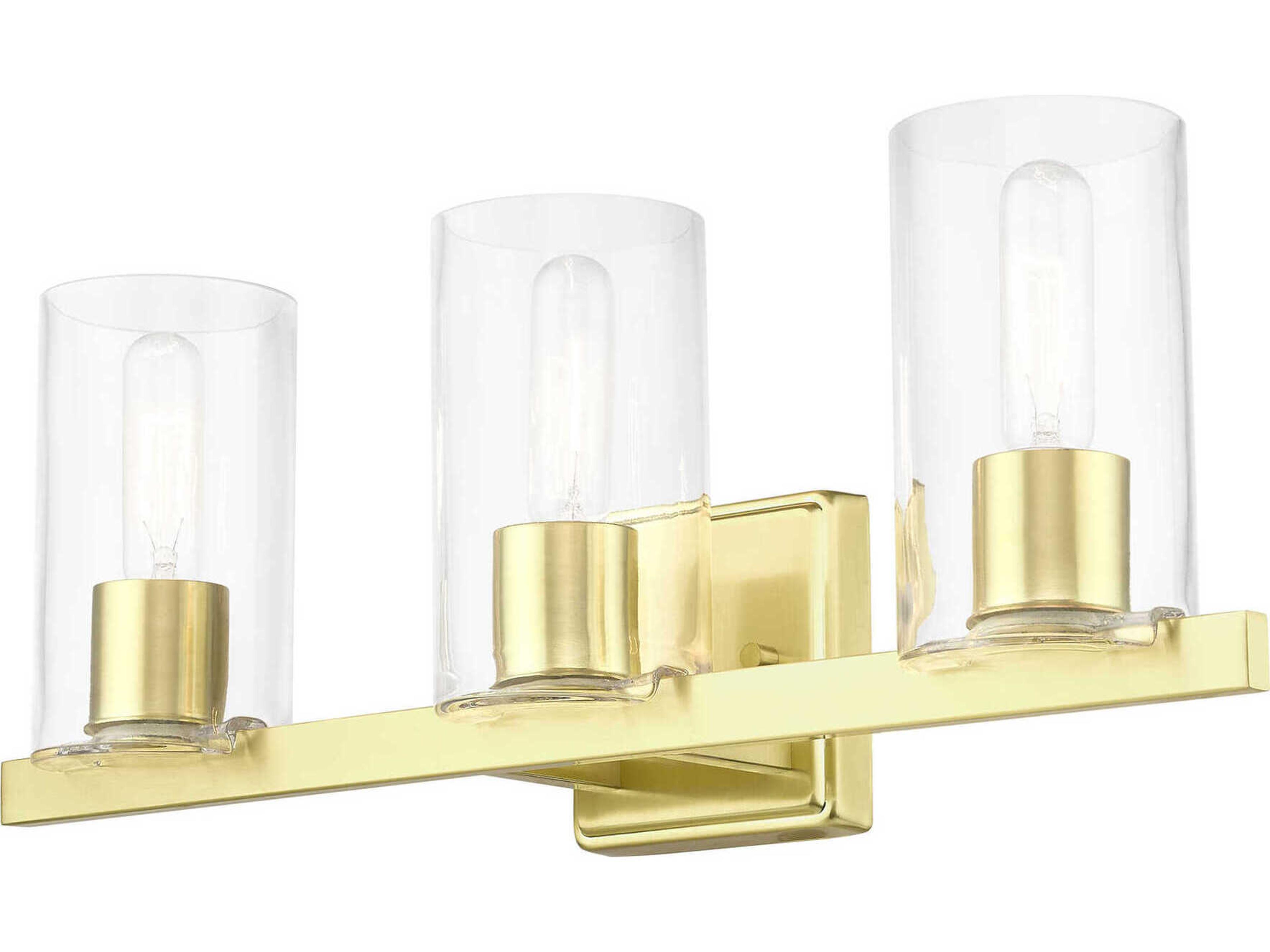 Livex Lighting Clarion 3-Light Satin Brass Glass Vanity Light