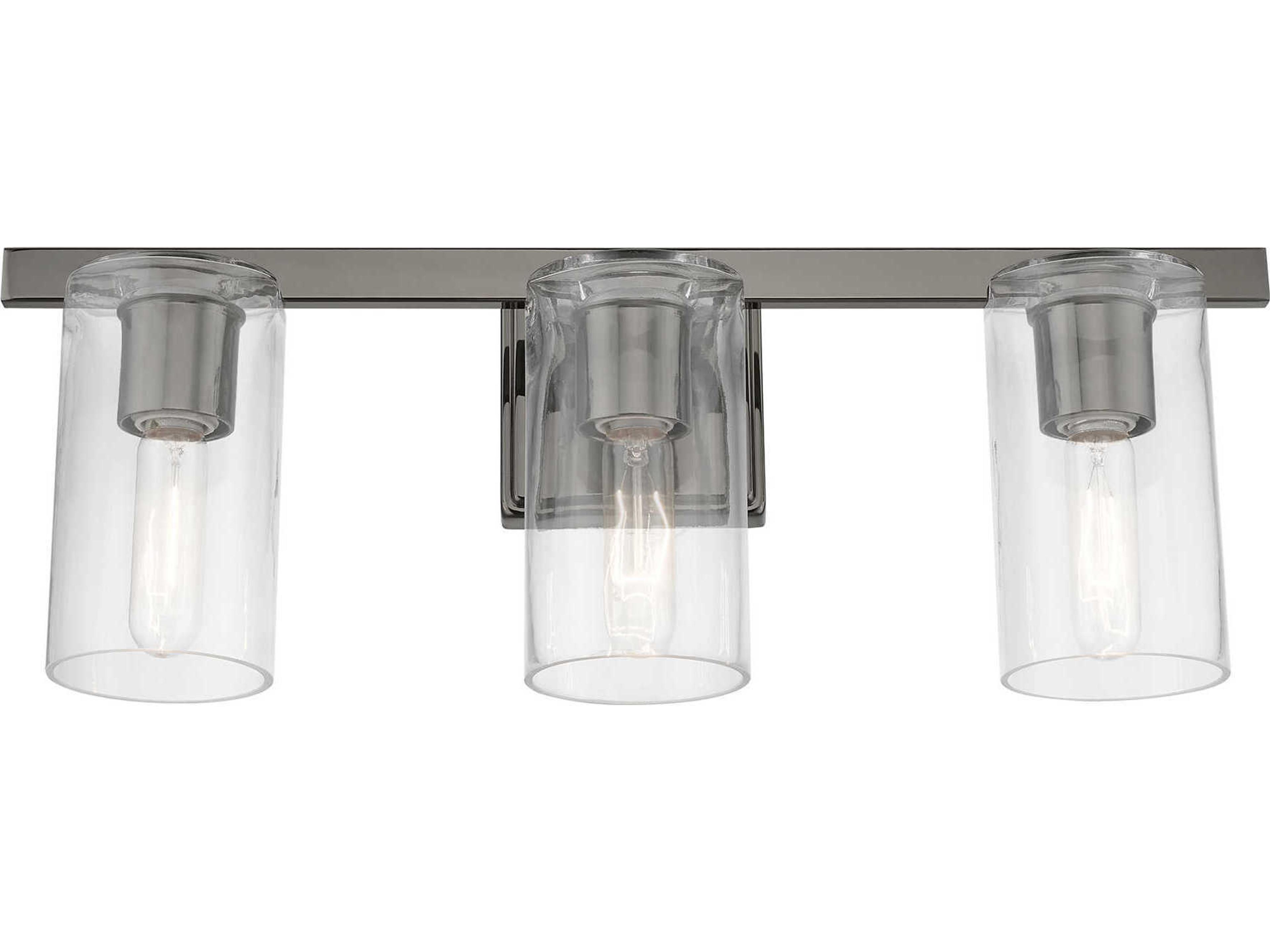 Livex Lighting Clarion 3-Light Black Chrome Glass Vanity Light