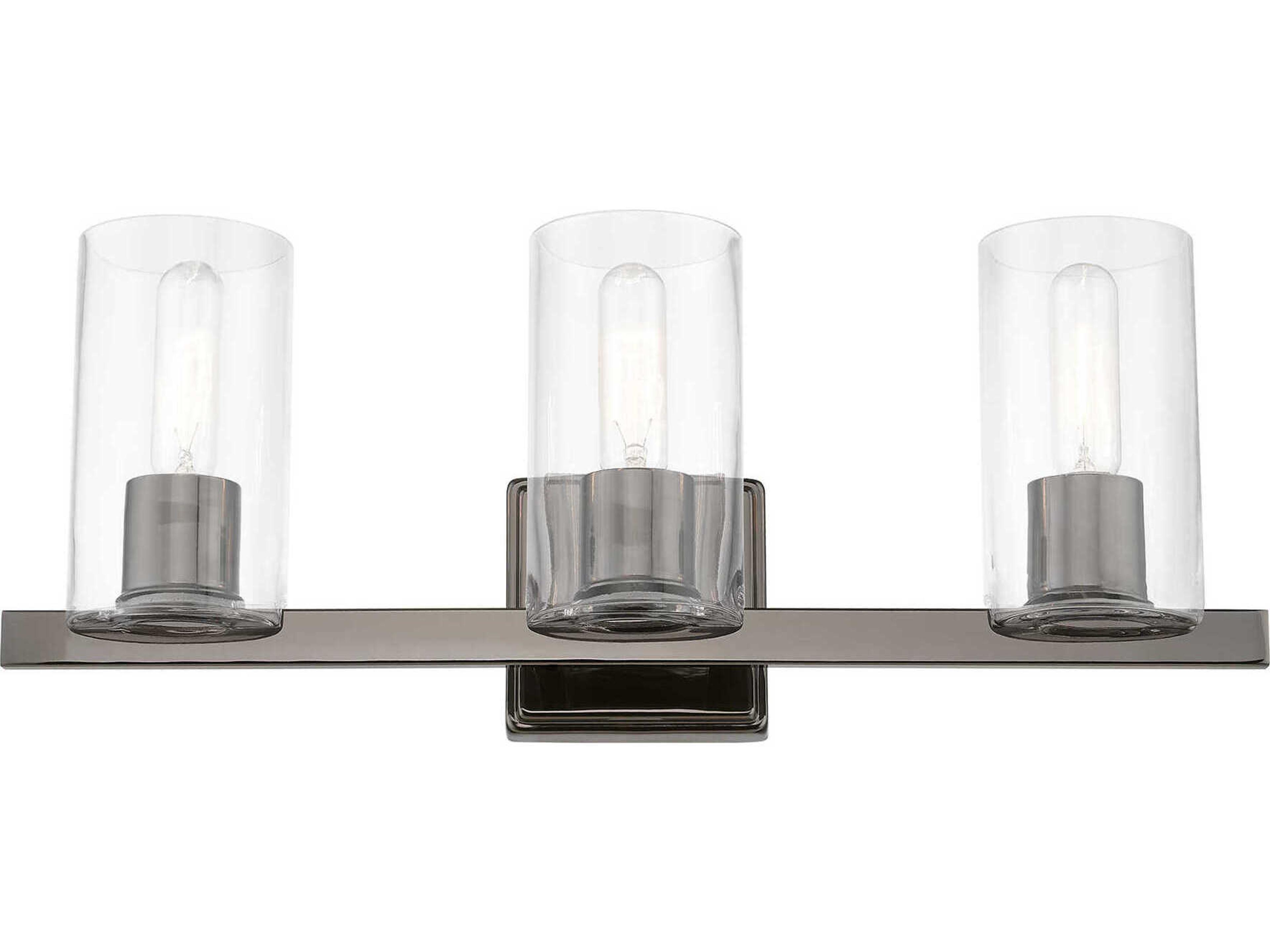 Livex Lighting Clarion 3-Light Black Chrome Glass Vanity Light