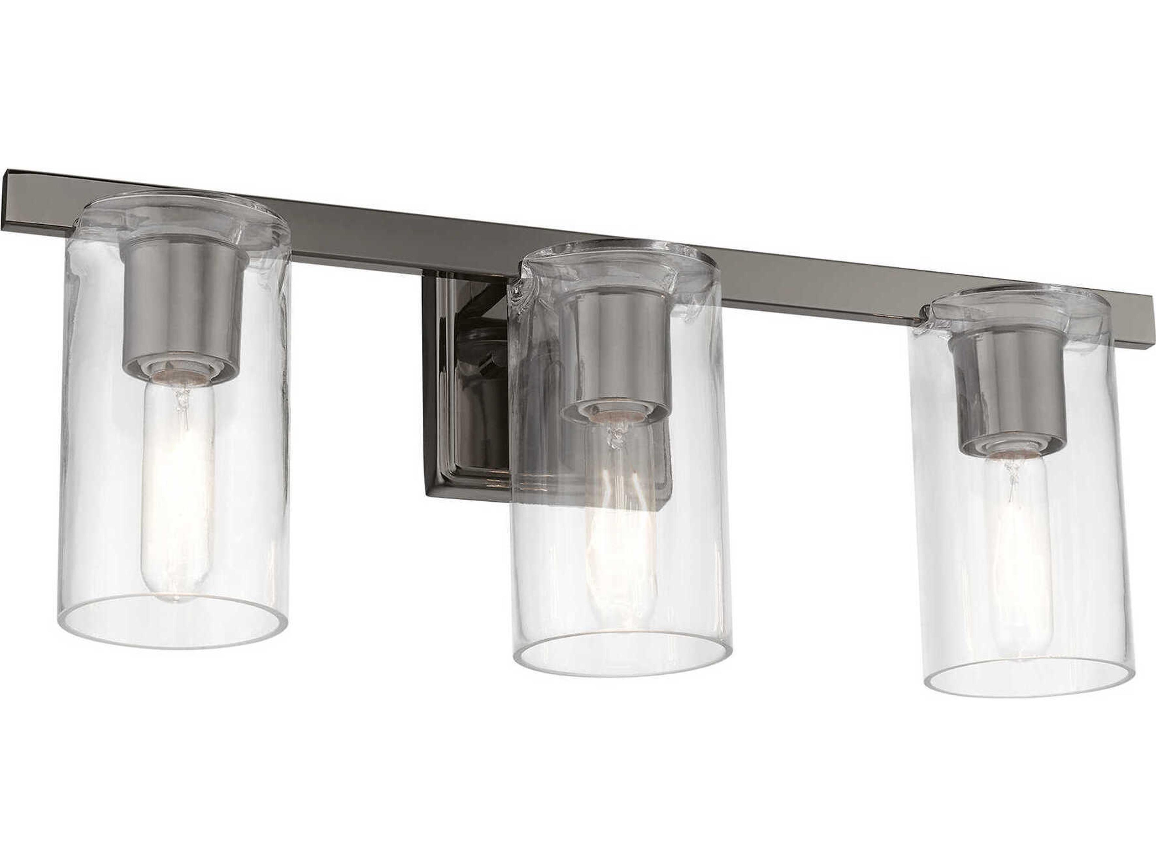 Livex Lighting Clarion 3-Light Black Chrome Glass Vanity Light