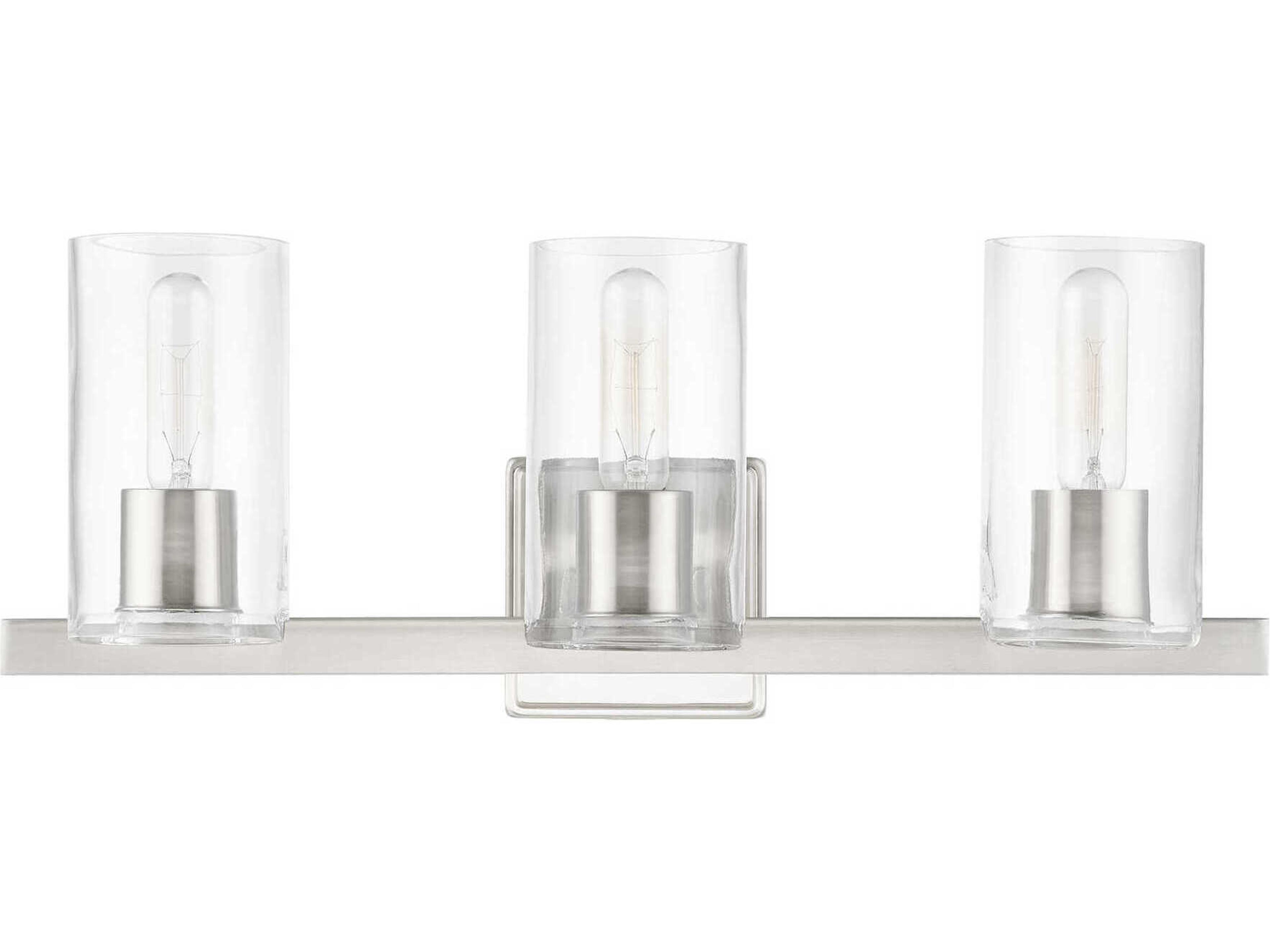 Livex Lighting Clarion 3-Light Brushed Nickel Glass Vanity Light