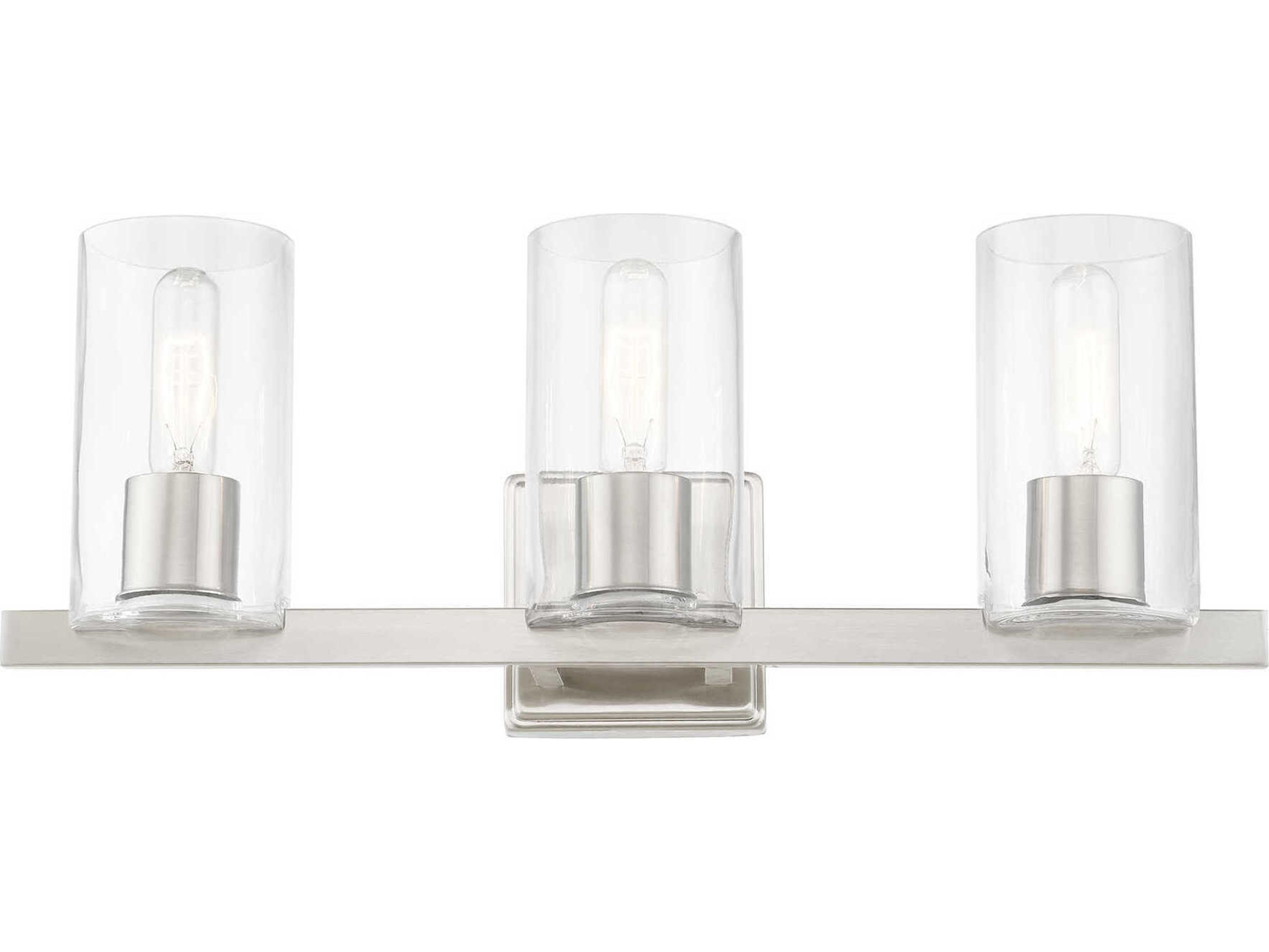 Livex Lighting Clarion 3-Light Brushed Nickel Glass Vanity Light