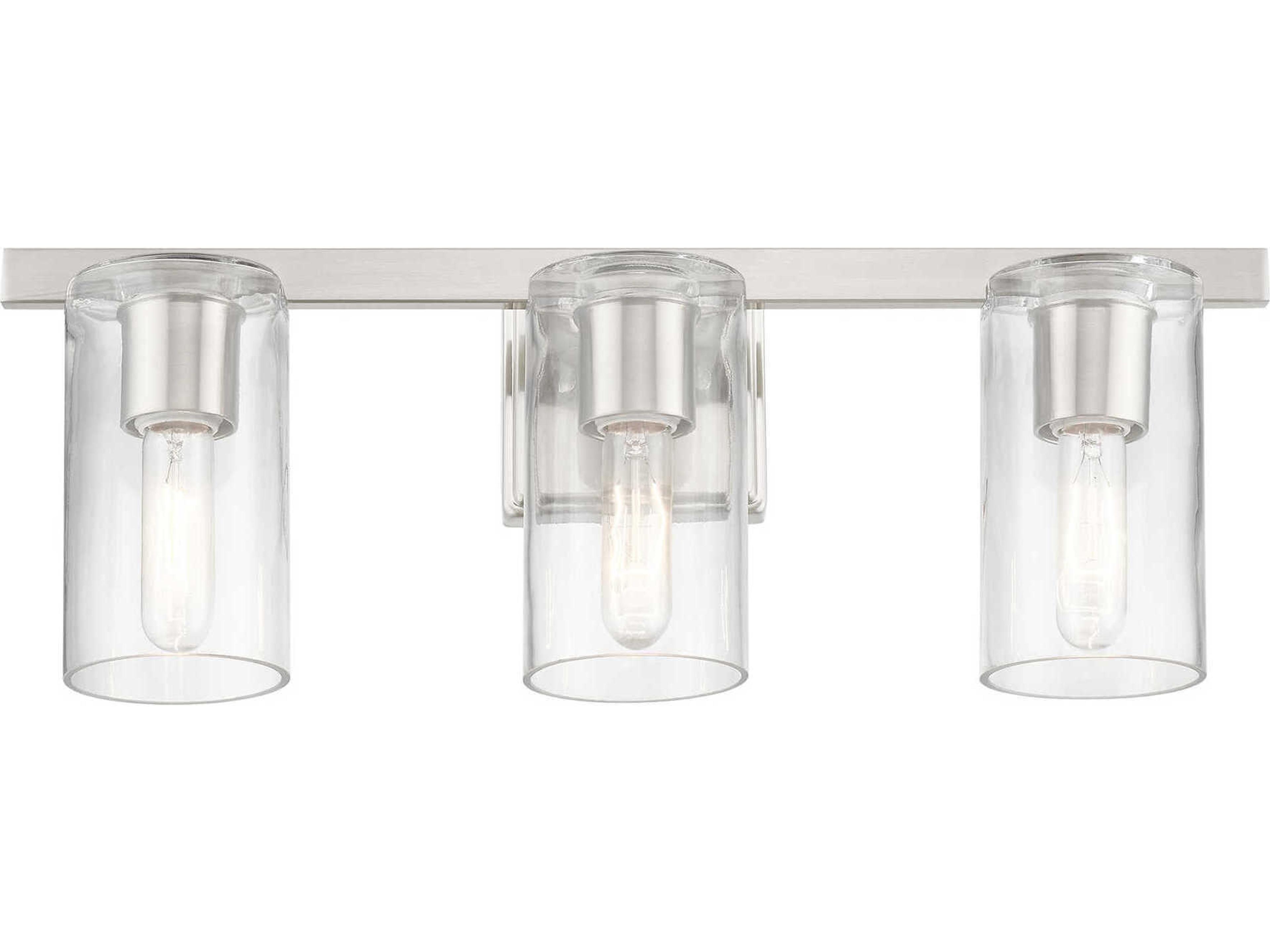 Livex Lighting Clarion 3-Light Brushed Nickel Glass Vanity Light