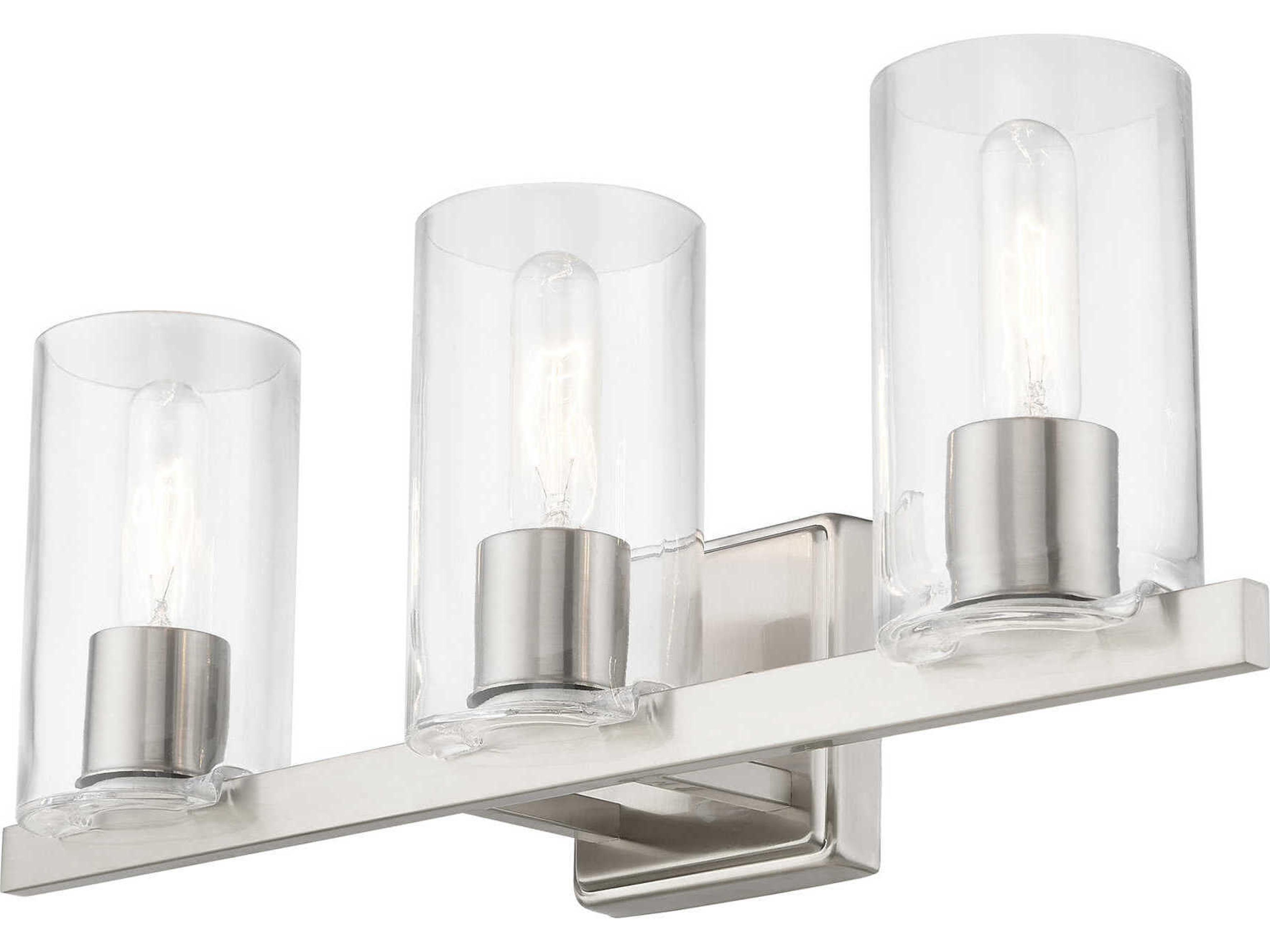 Livex Lighting Clarion 3-Light Brushed Nickel Glass Vanity Light