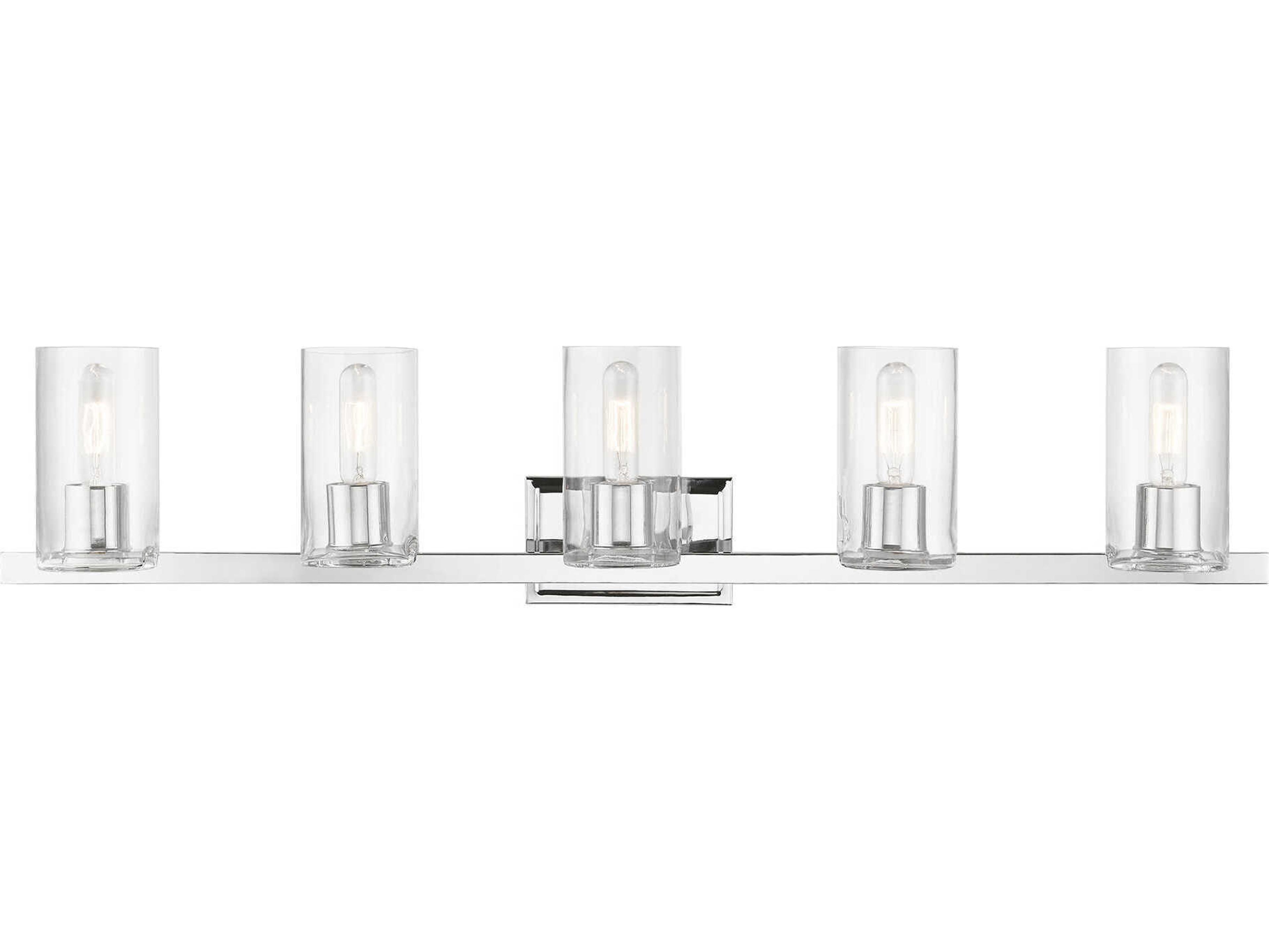 Clarion 5-Light Polished Chrome Glass Vanity Light