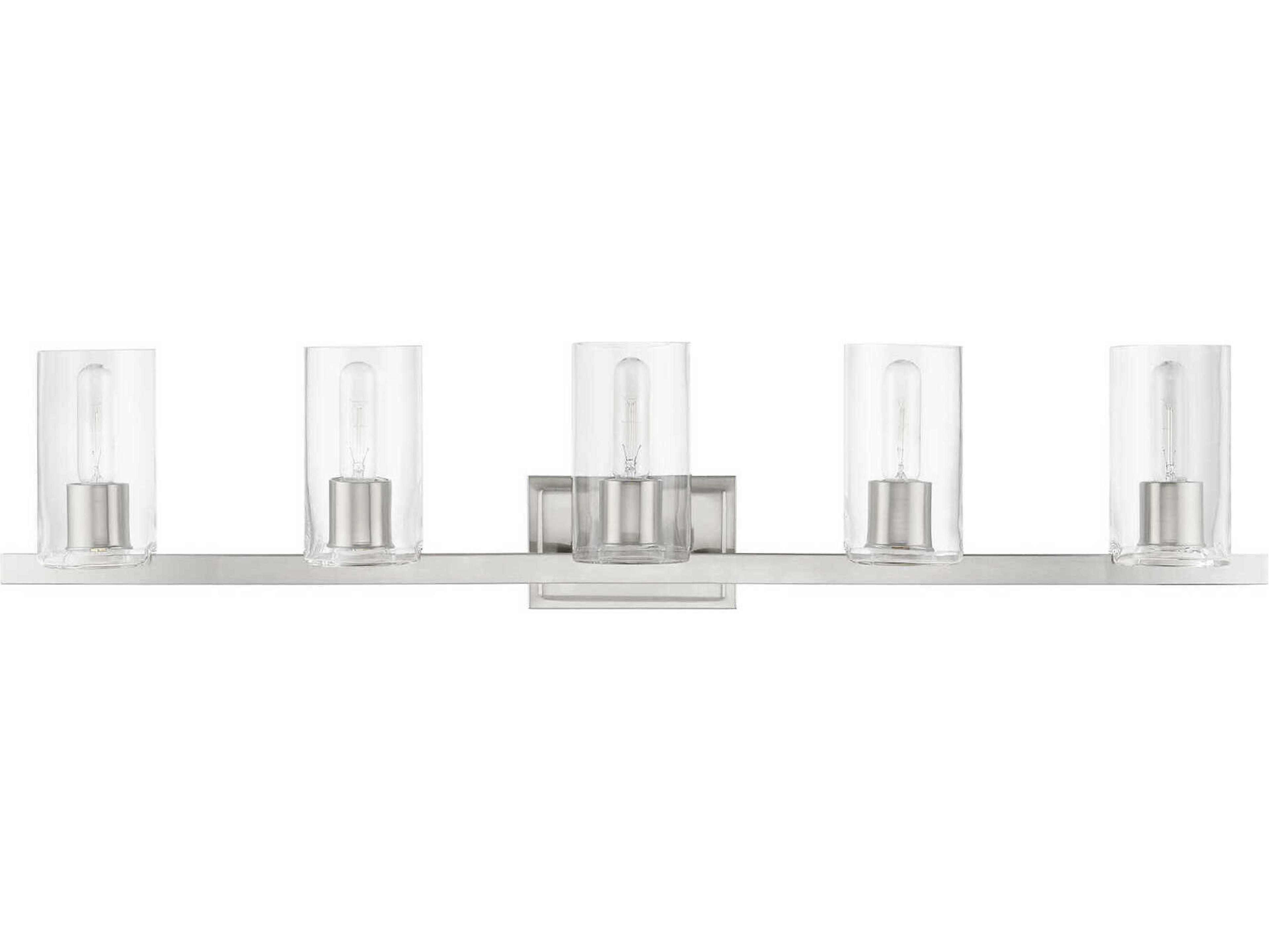 Livex Lighting Clarion 5-Light Brushed Nickel Glass Vanity Light