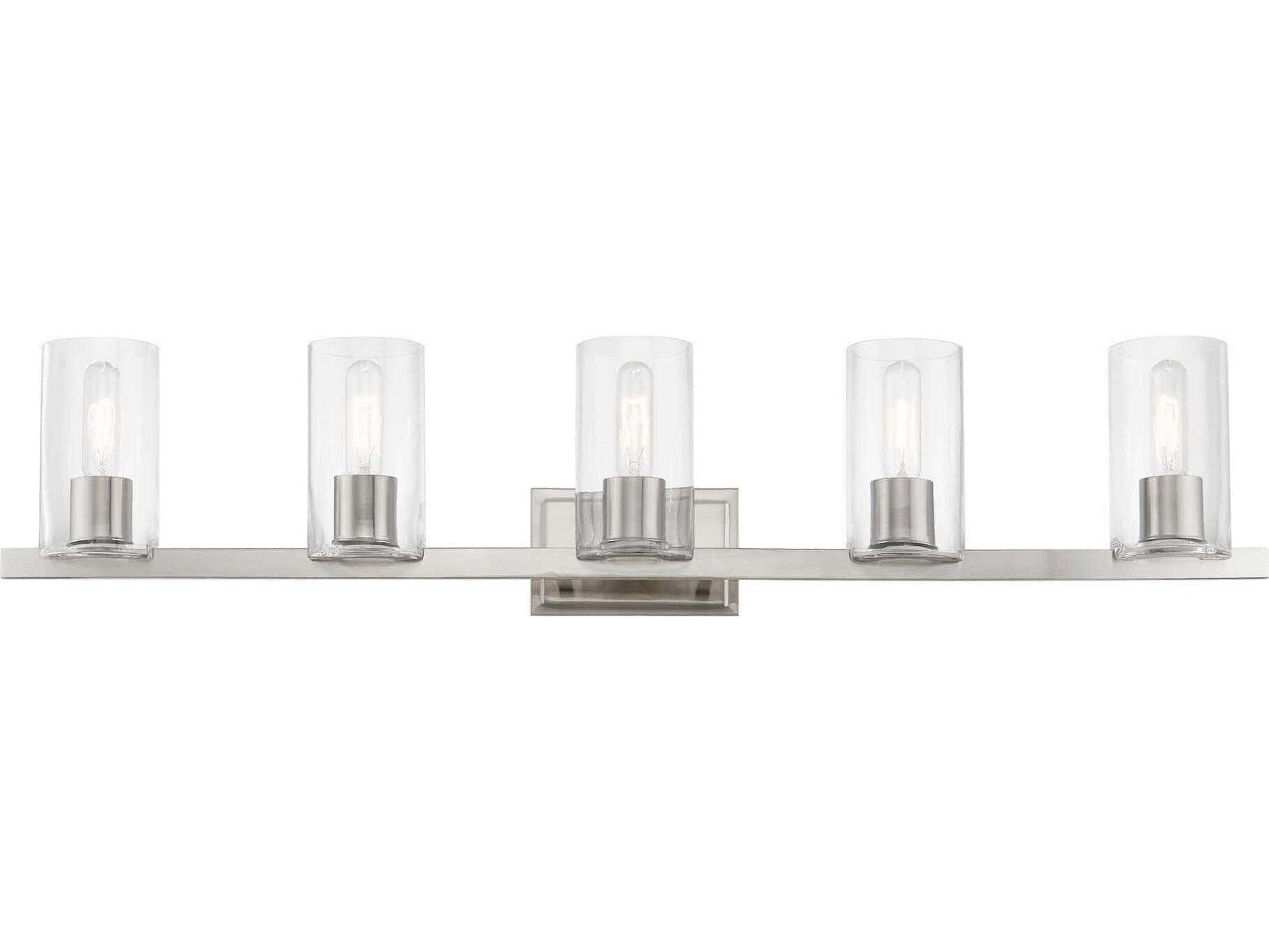 Livex Lighting Clarion 5-Light Brushed Nickel Glass Vanity Light