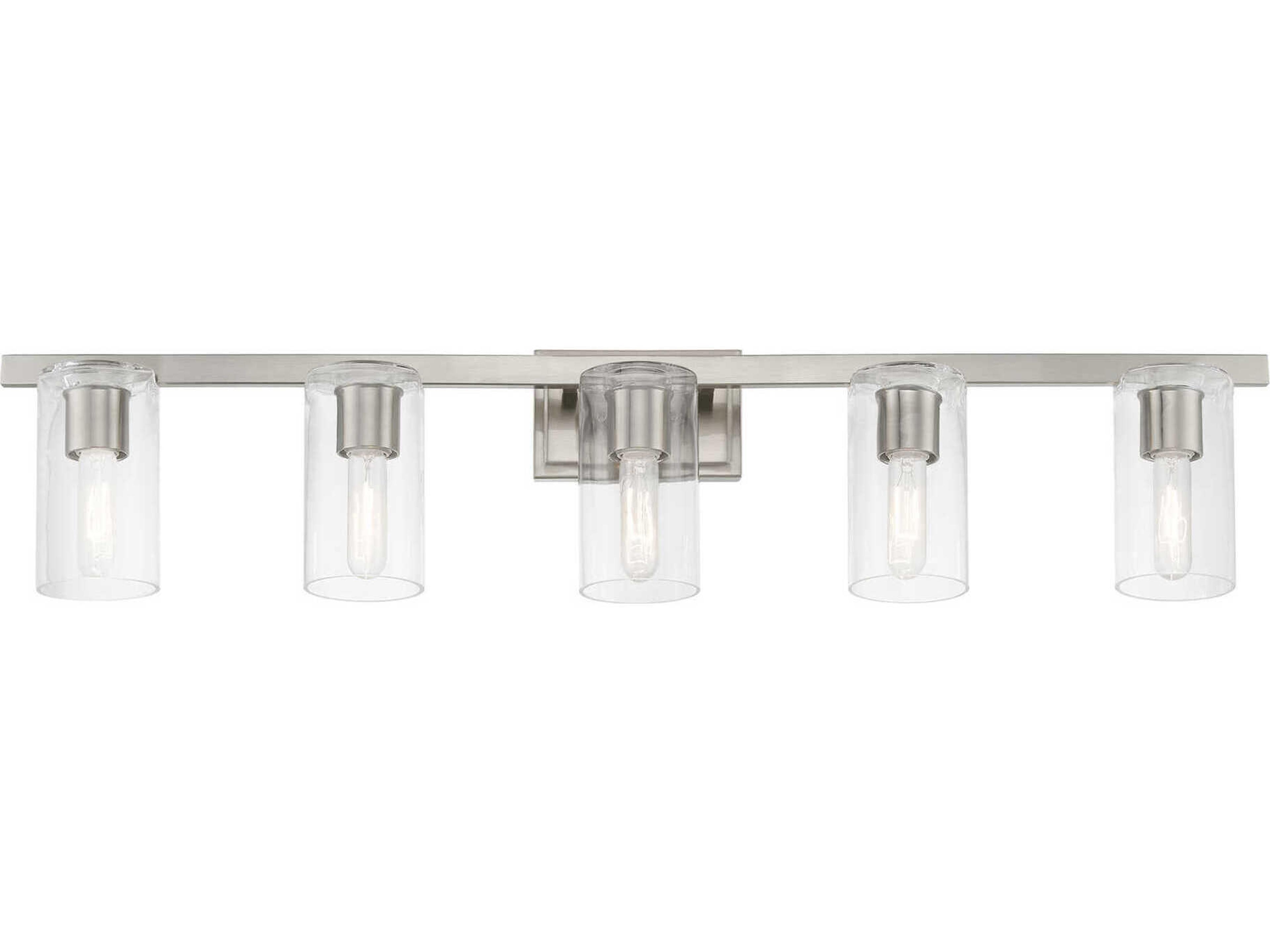Livex Lighting Clarion 5-Light Brushed Nickel Glass Vanity Light