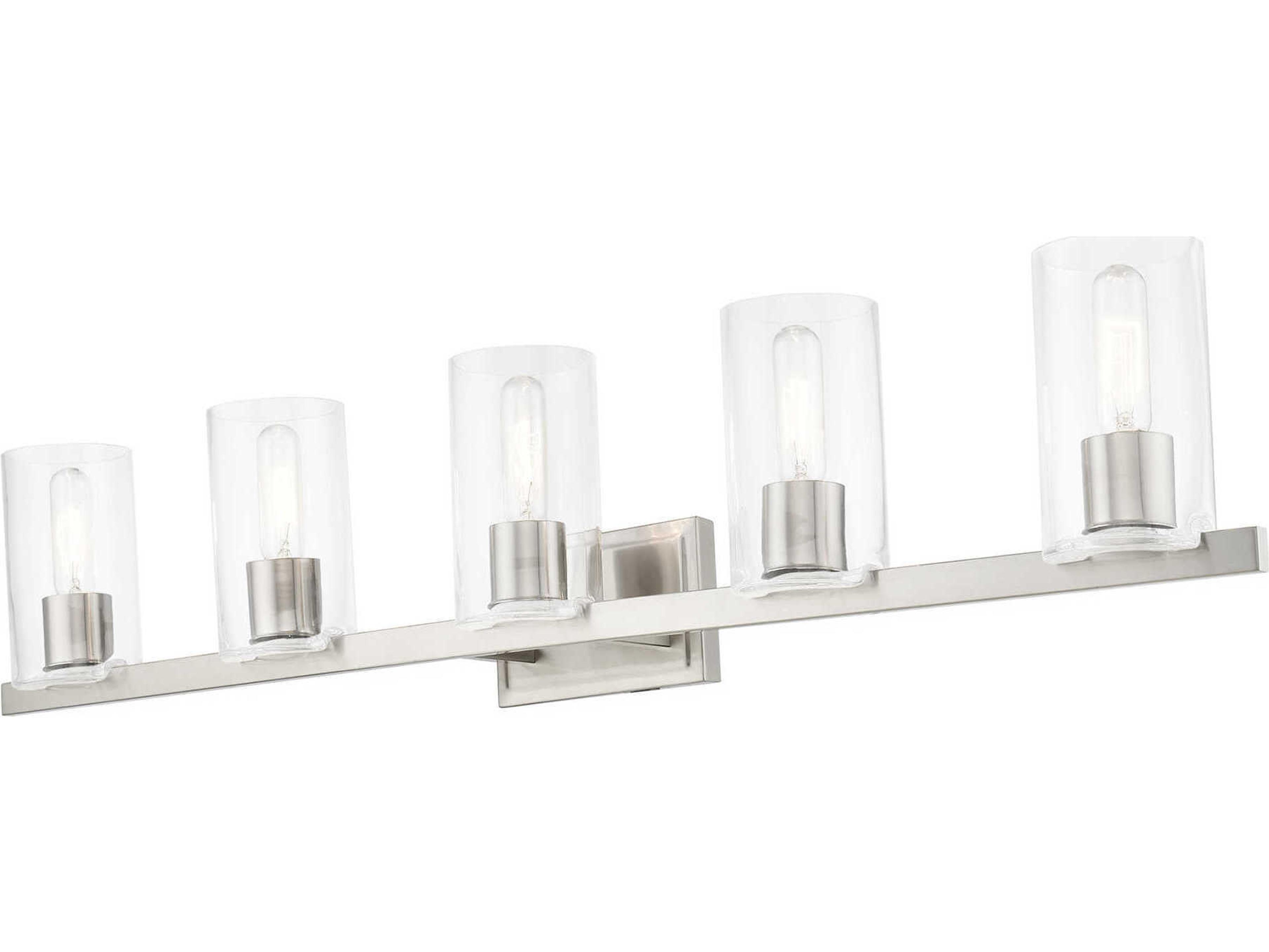 Livex Lighting Clarion 5-Light Brushed Nickel Glass Vanity Light