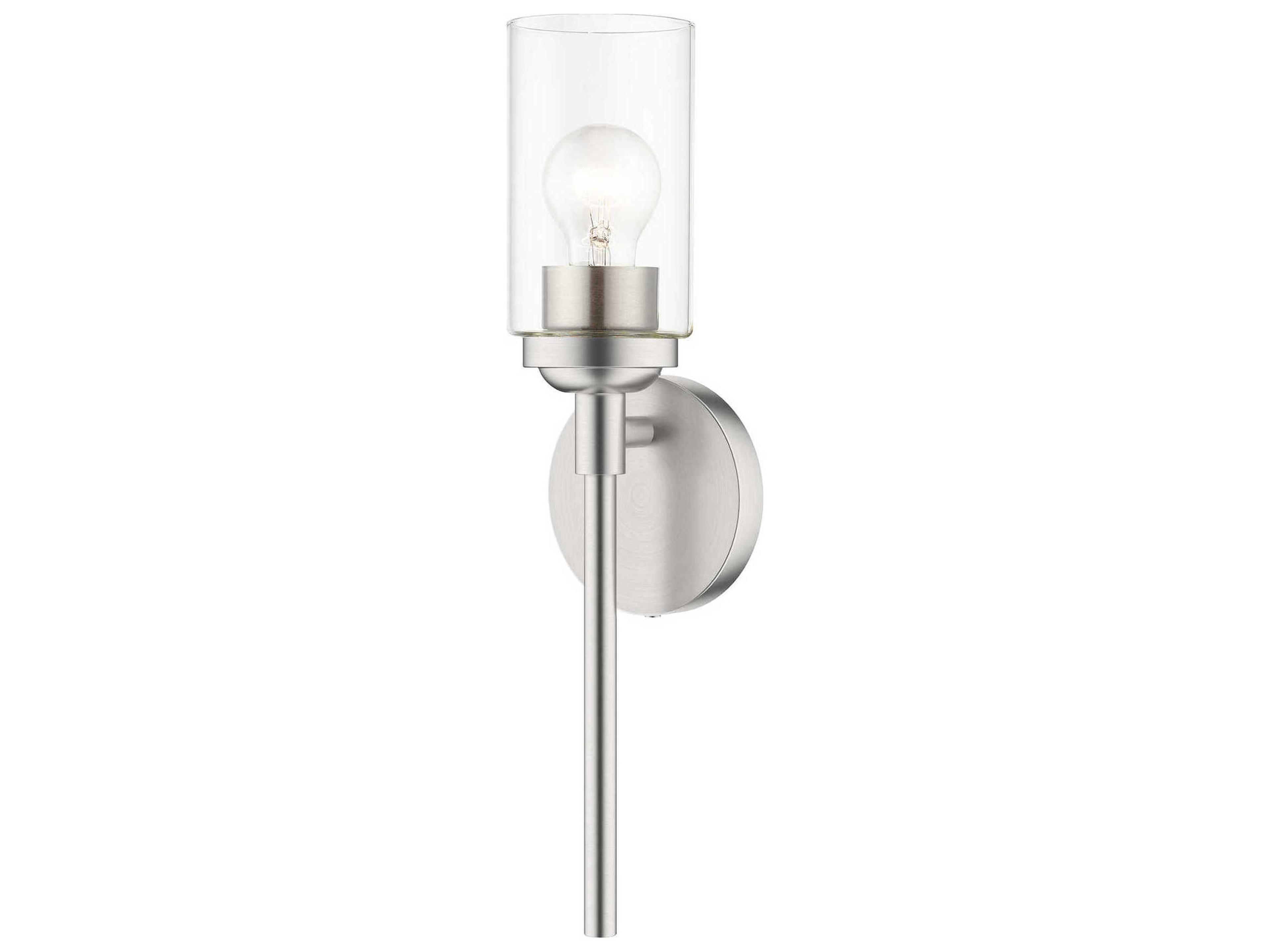 Whittier 1-Light Brushed Nickel Glass Wall Sconce