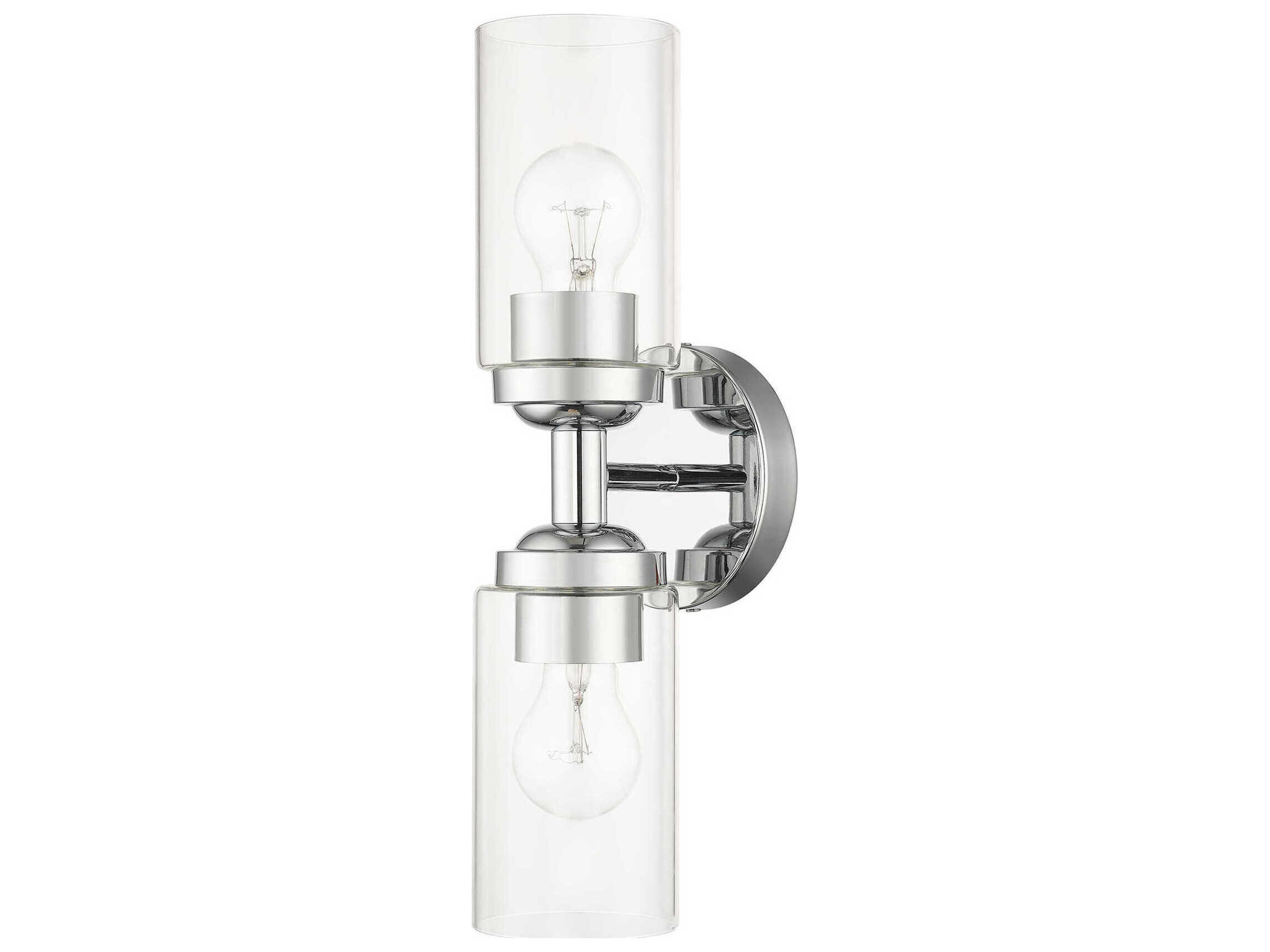 Livex Lighting Whittier 2-Light Polished Chrome Glass Vanity Light