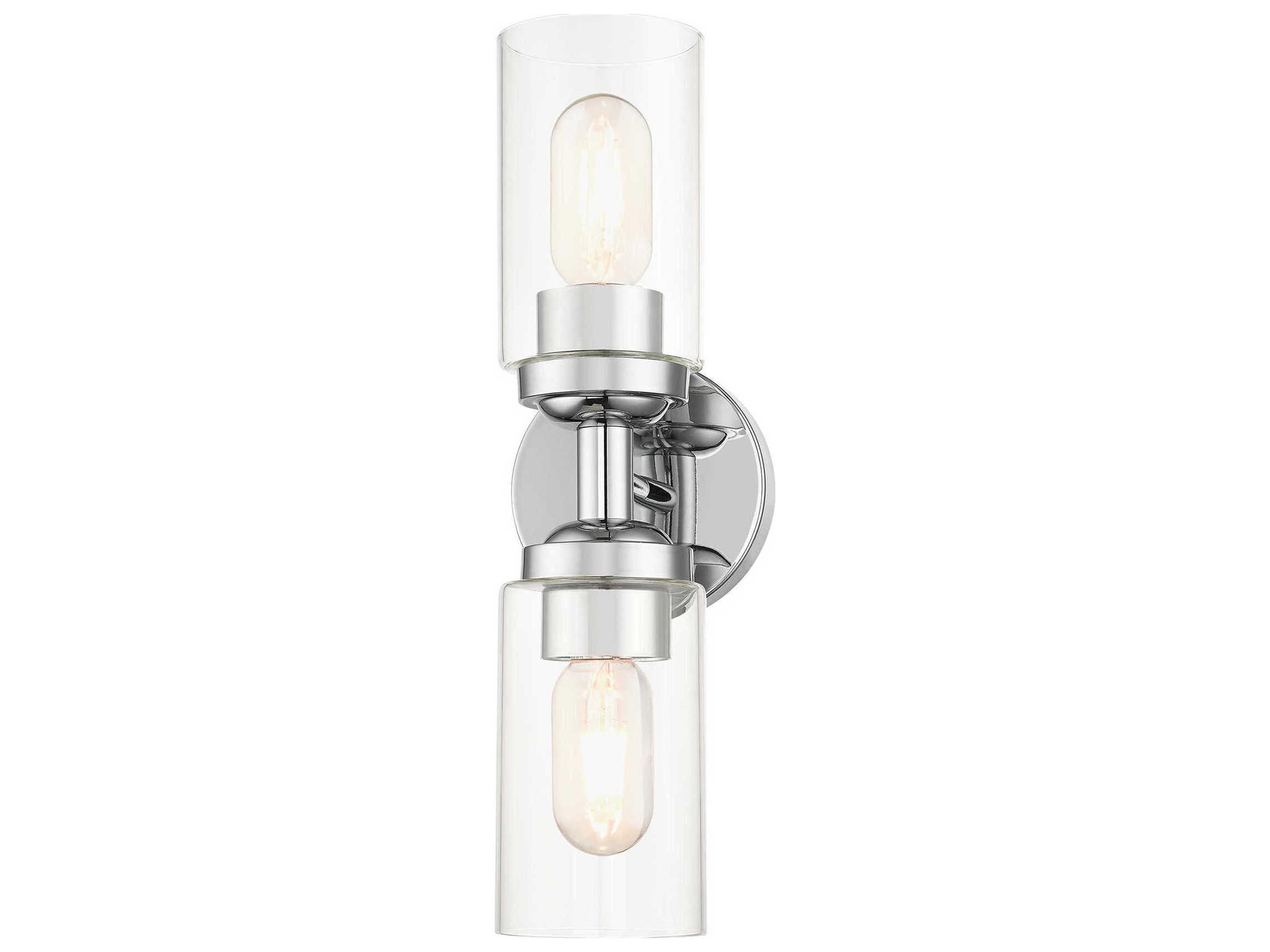 Livex Lighting Whittier 2-Light Polished Chrome Glass Vanity Light