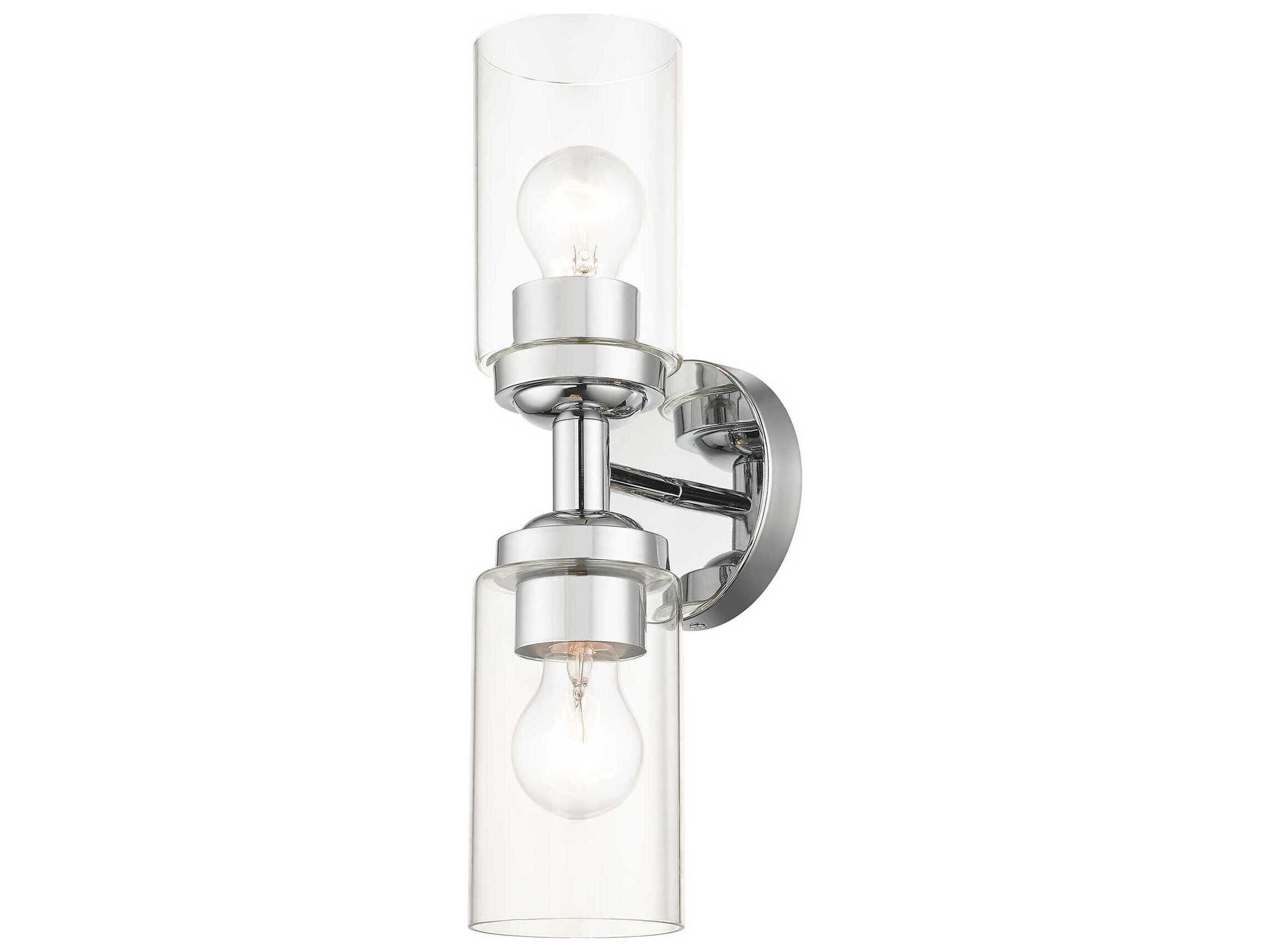 Livex Lighting Whittier 2-Light Polished Chrome Glass Vanity Light