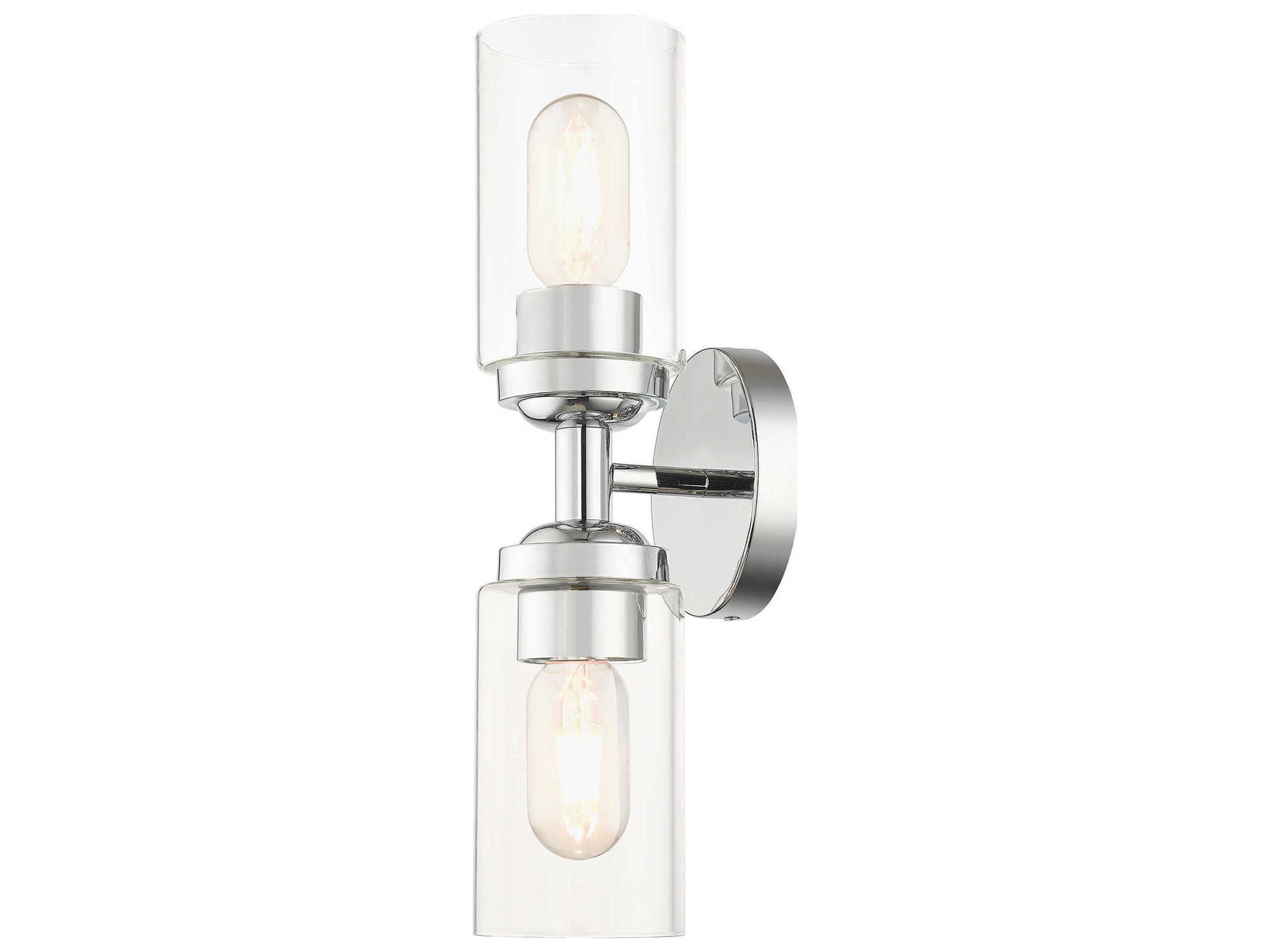 Livex Lighting Whittier 2-Light Polished Chrome Glass Vanity Light