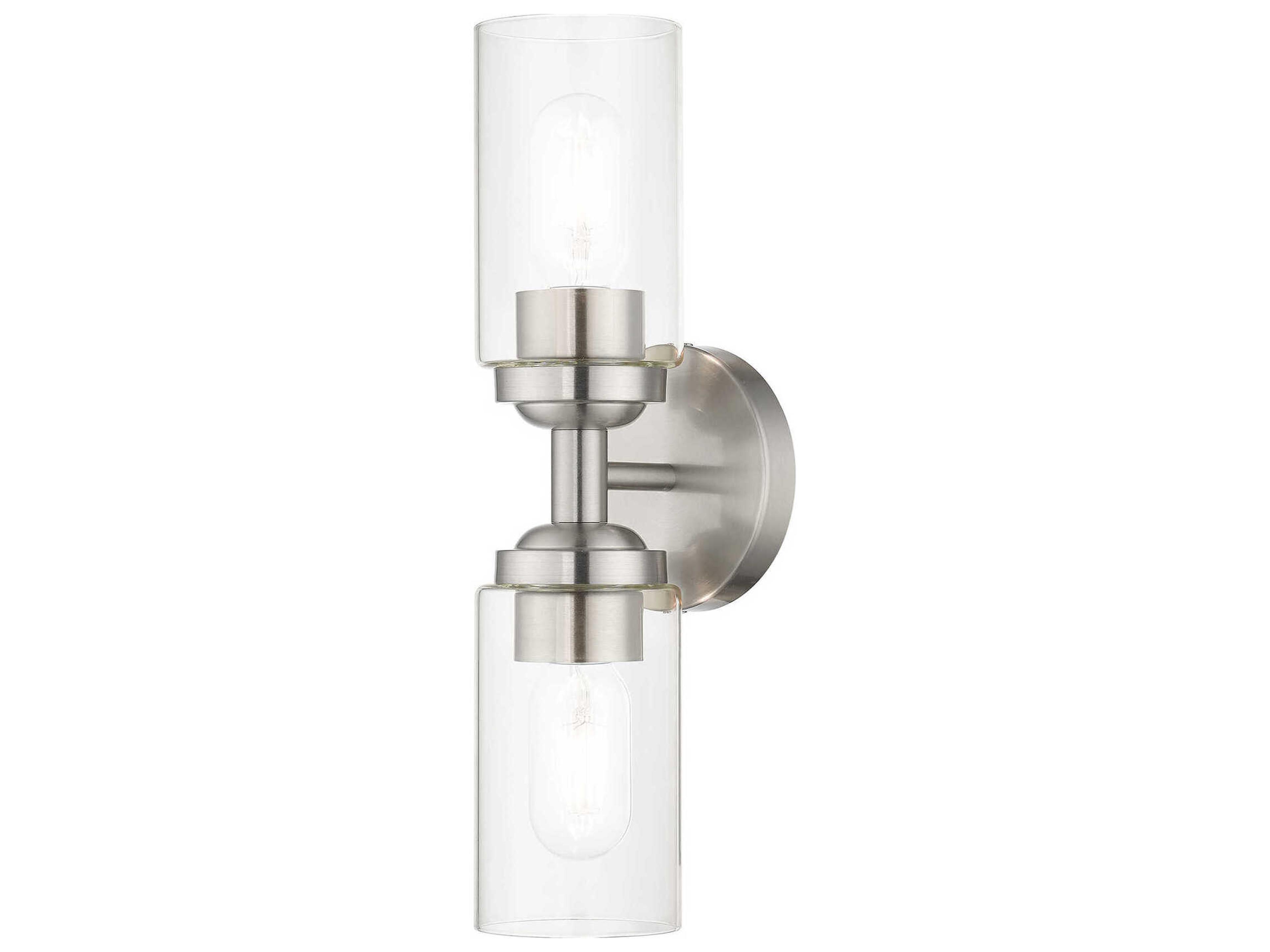Whittier 2-Light Brushed Nickel Glass Vanity Light