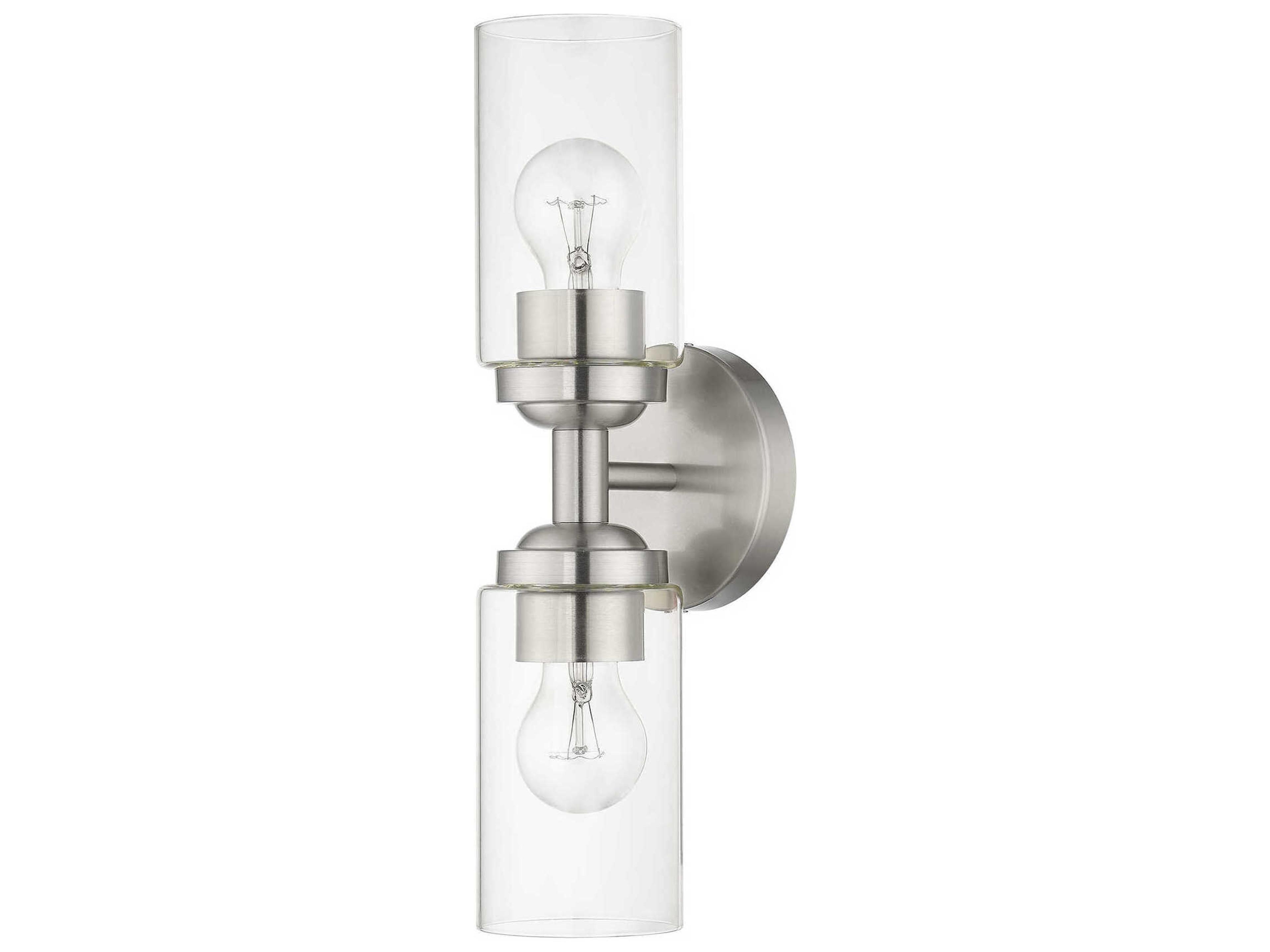 Livex Lighting Whittier 2-Light Brushed Nickel Glass Vanity Light