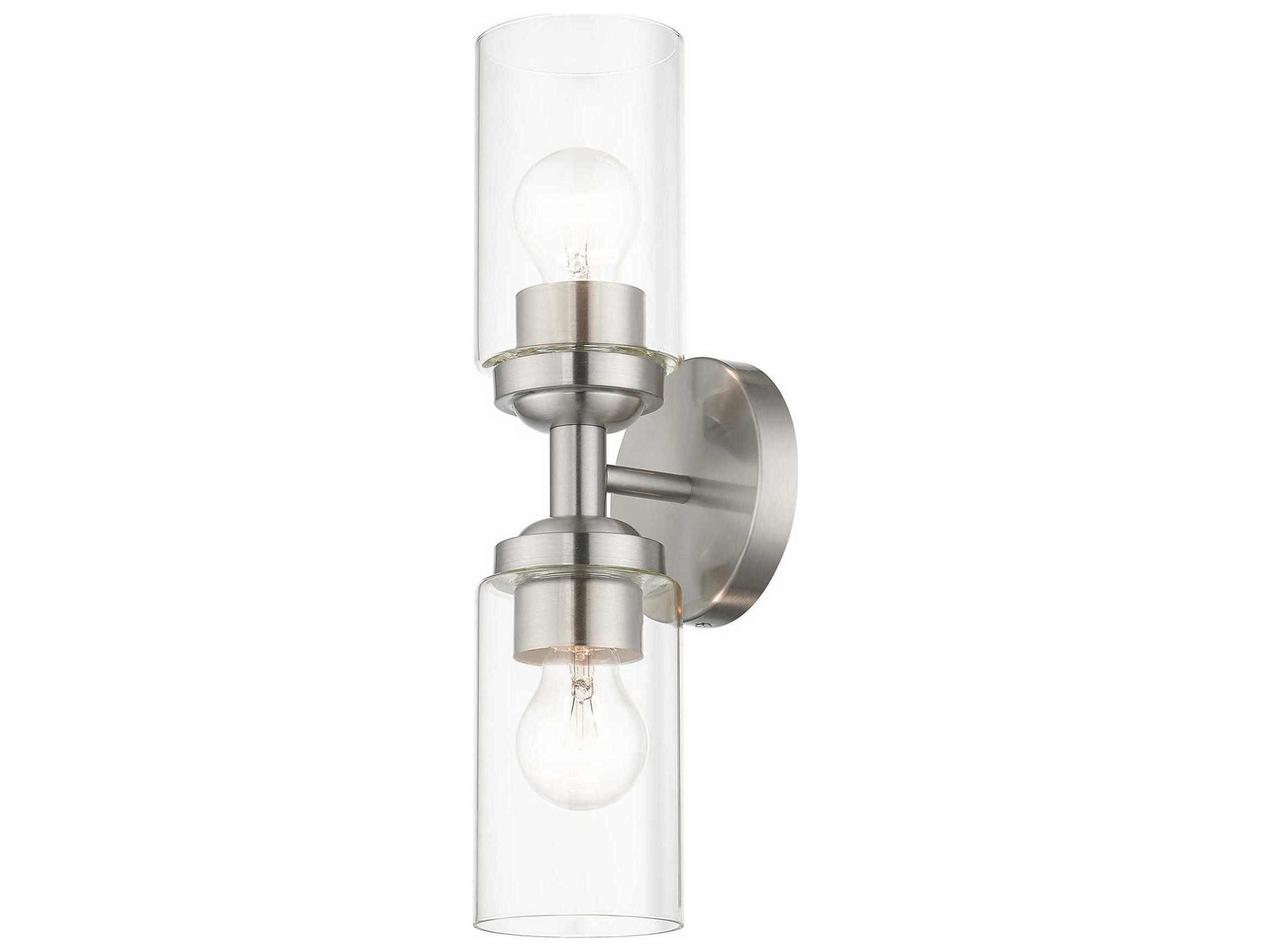 Livex Lighting Whittier 2-Light Brushed Nickel Glass Vanity Light