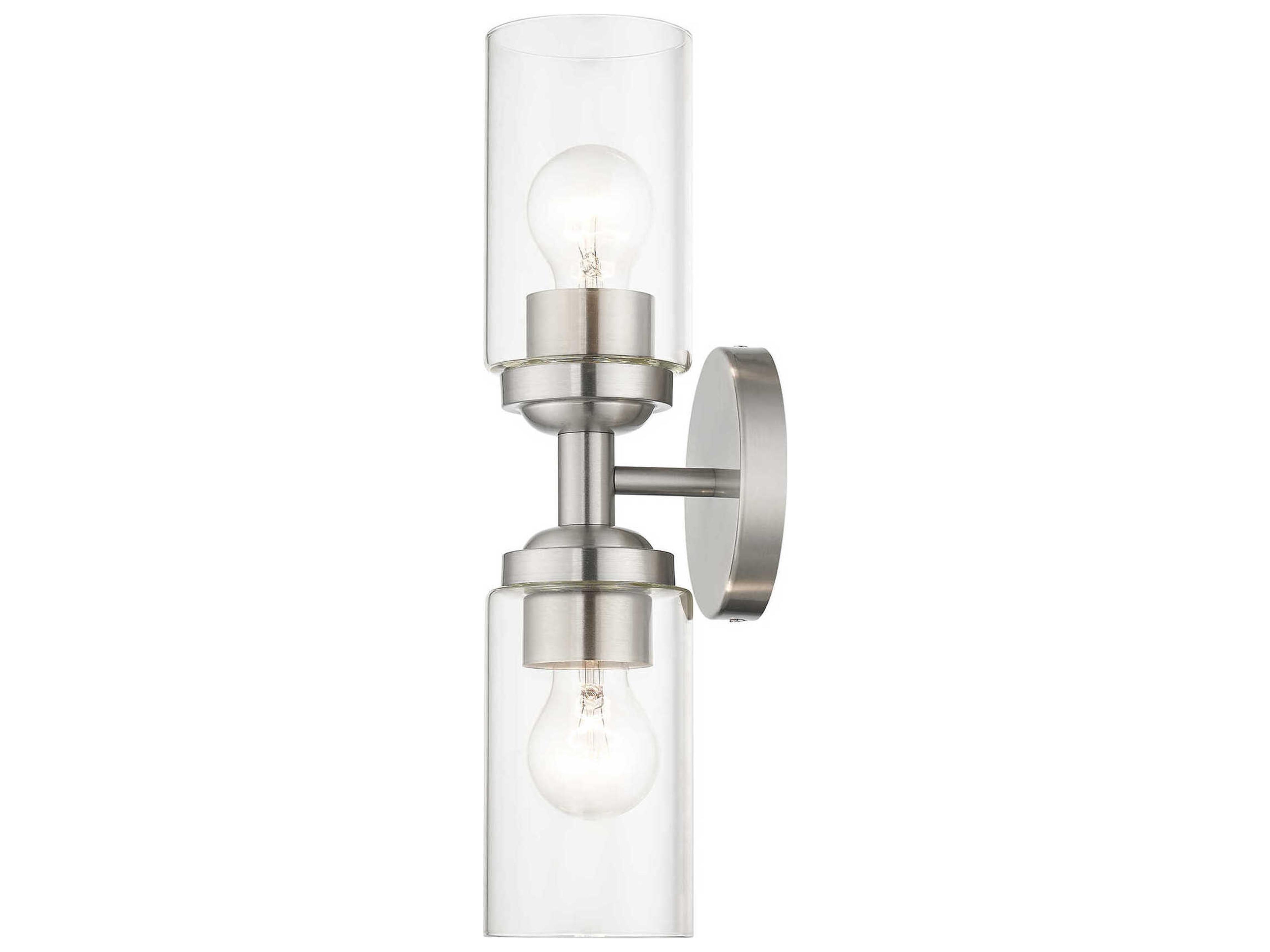 Livex Lighting Whittier 2-Light Brushed Nickel Glass Vanity Light