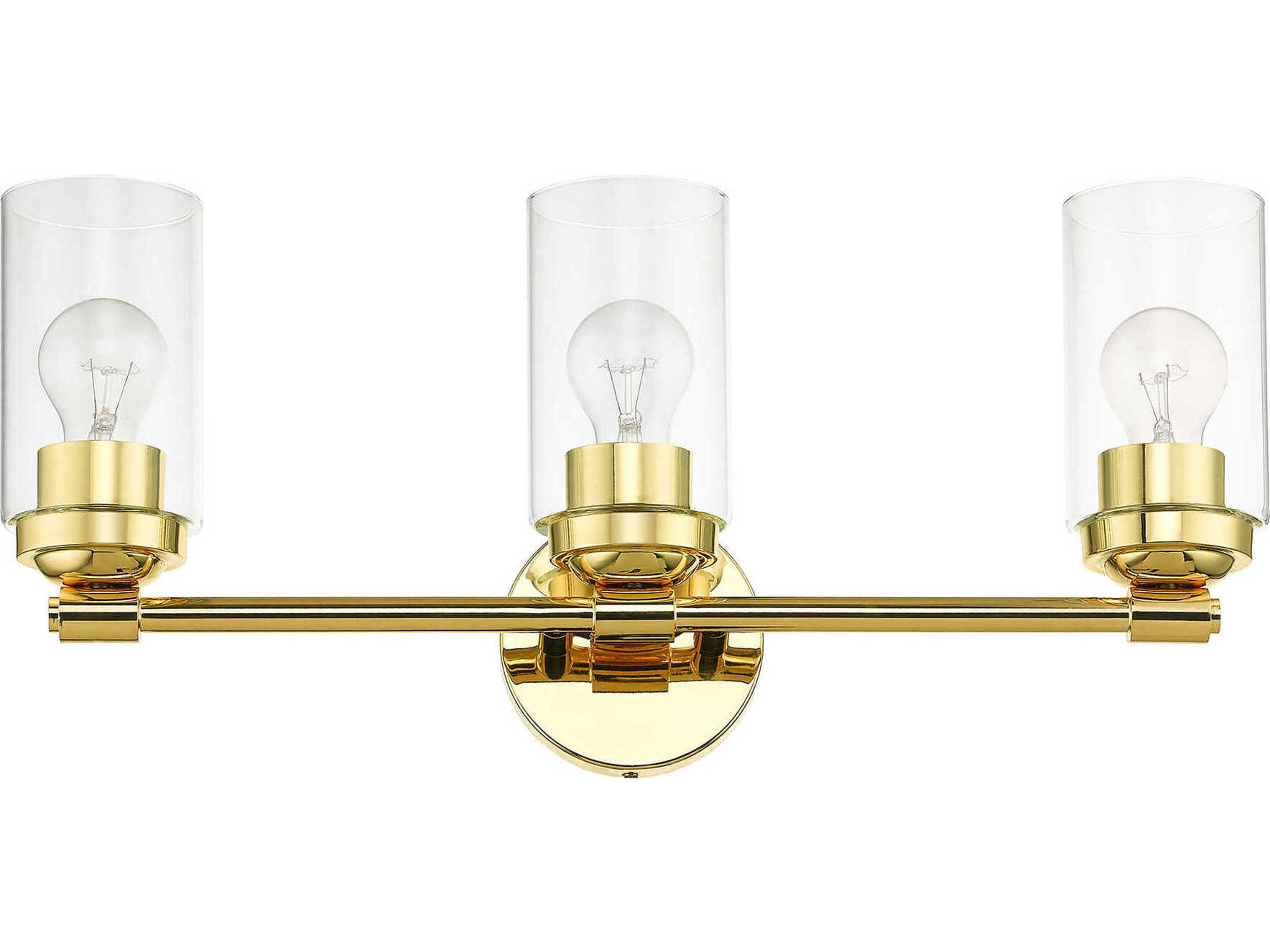 Livex Lighting Whittier 3-Light Polished Brass Glass Vanity Light