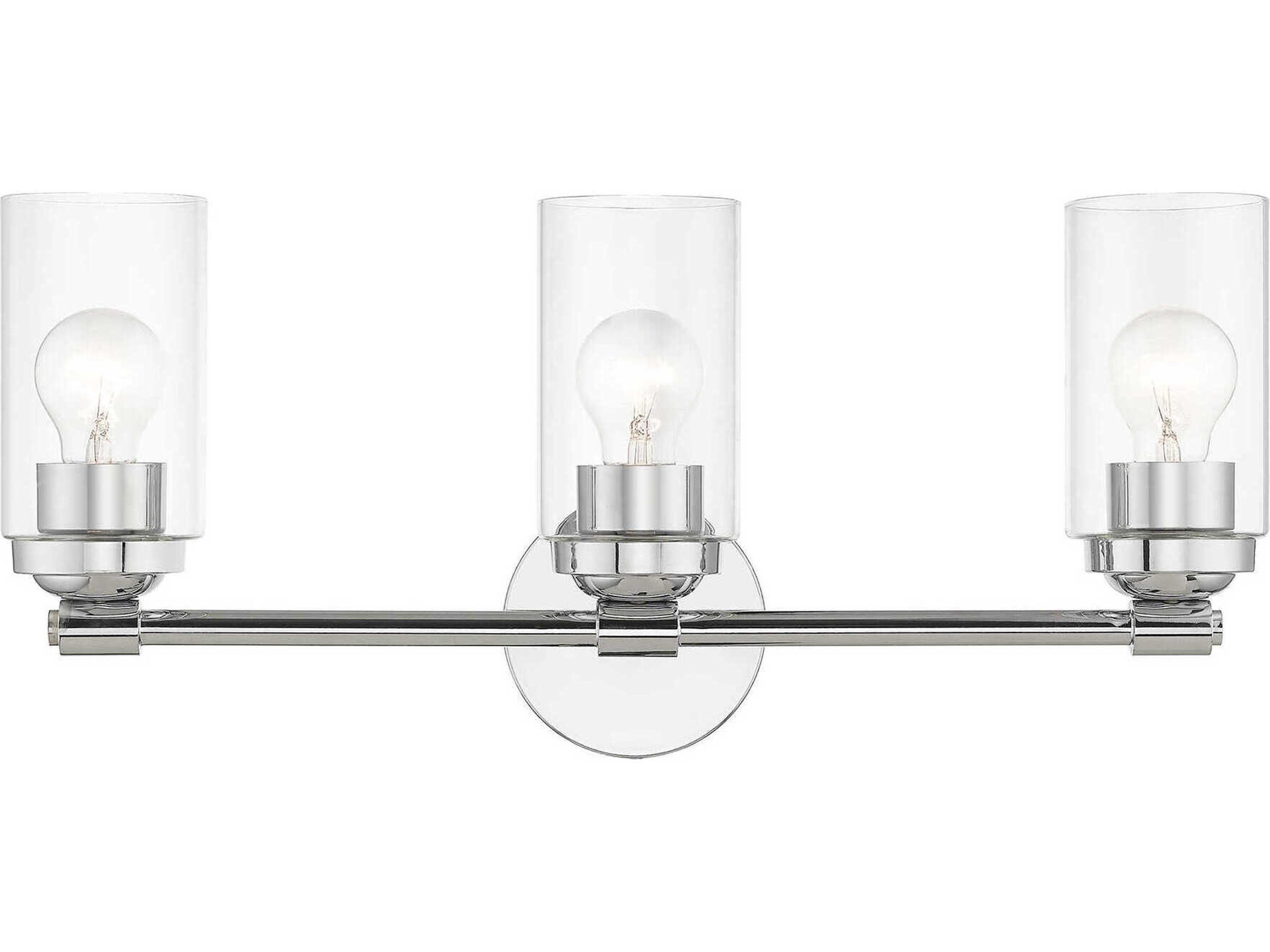Whittier 3-Light Polished Chrome Glass Vanity Light