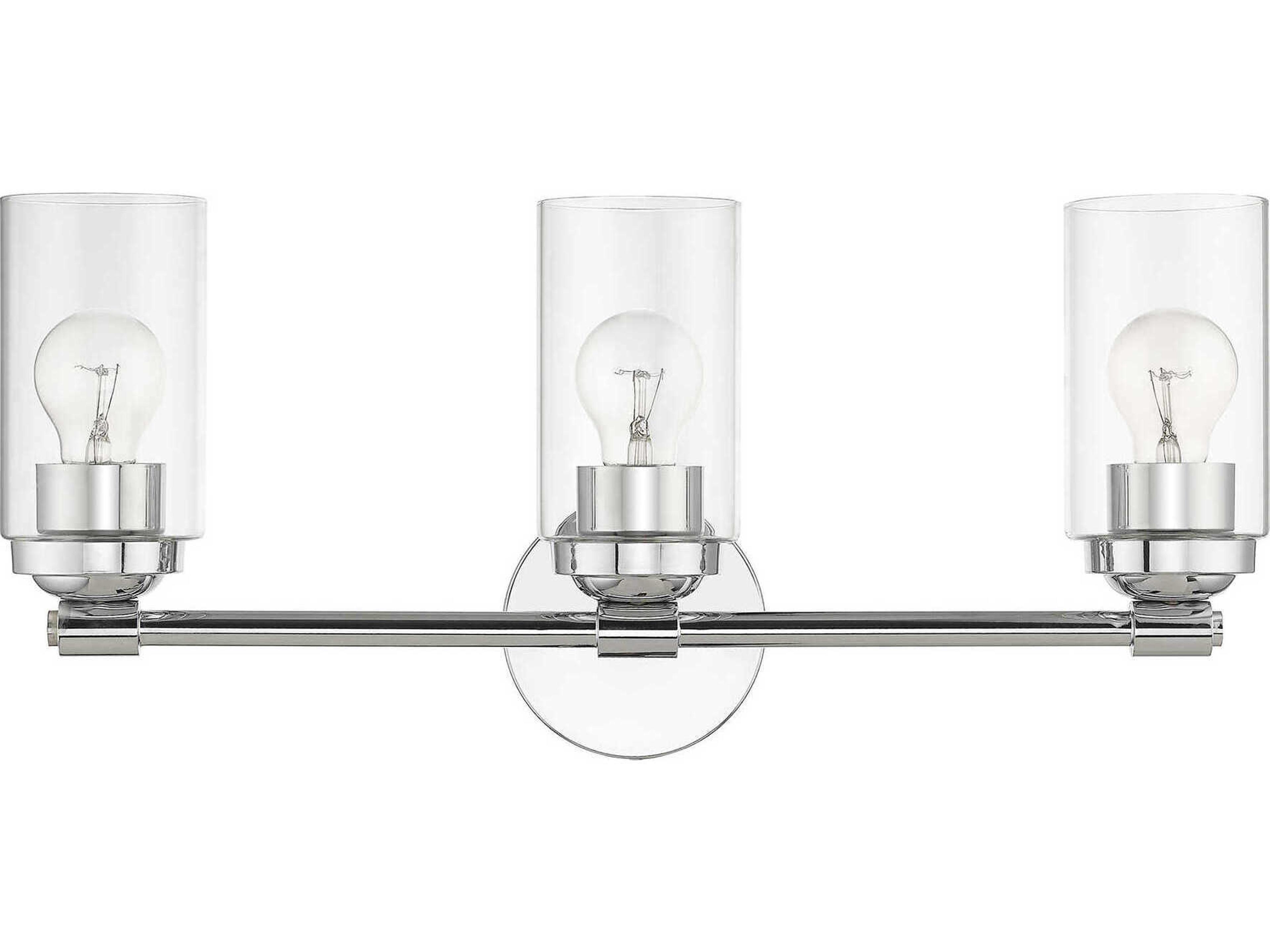Livex Lighting Whittier 3-Light Polished Chrome Glass Vanity Light