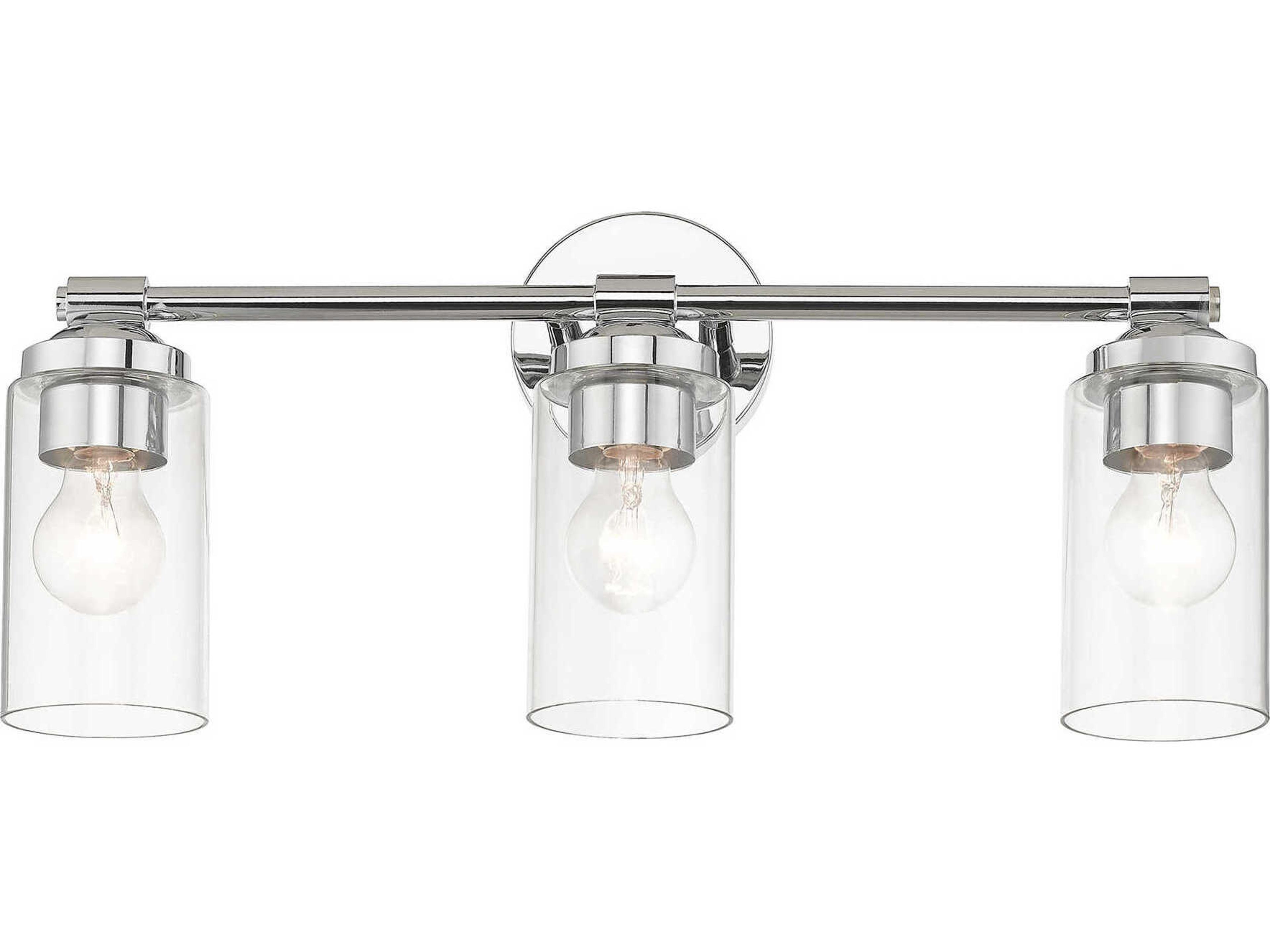 Livex Lighting Whittier 3-Light Polished Chrome Glass Vanity Light