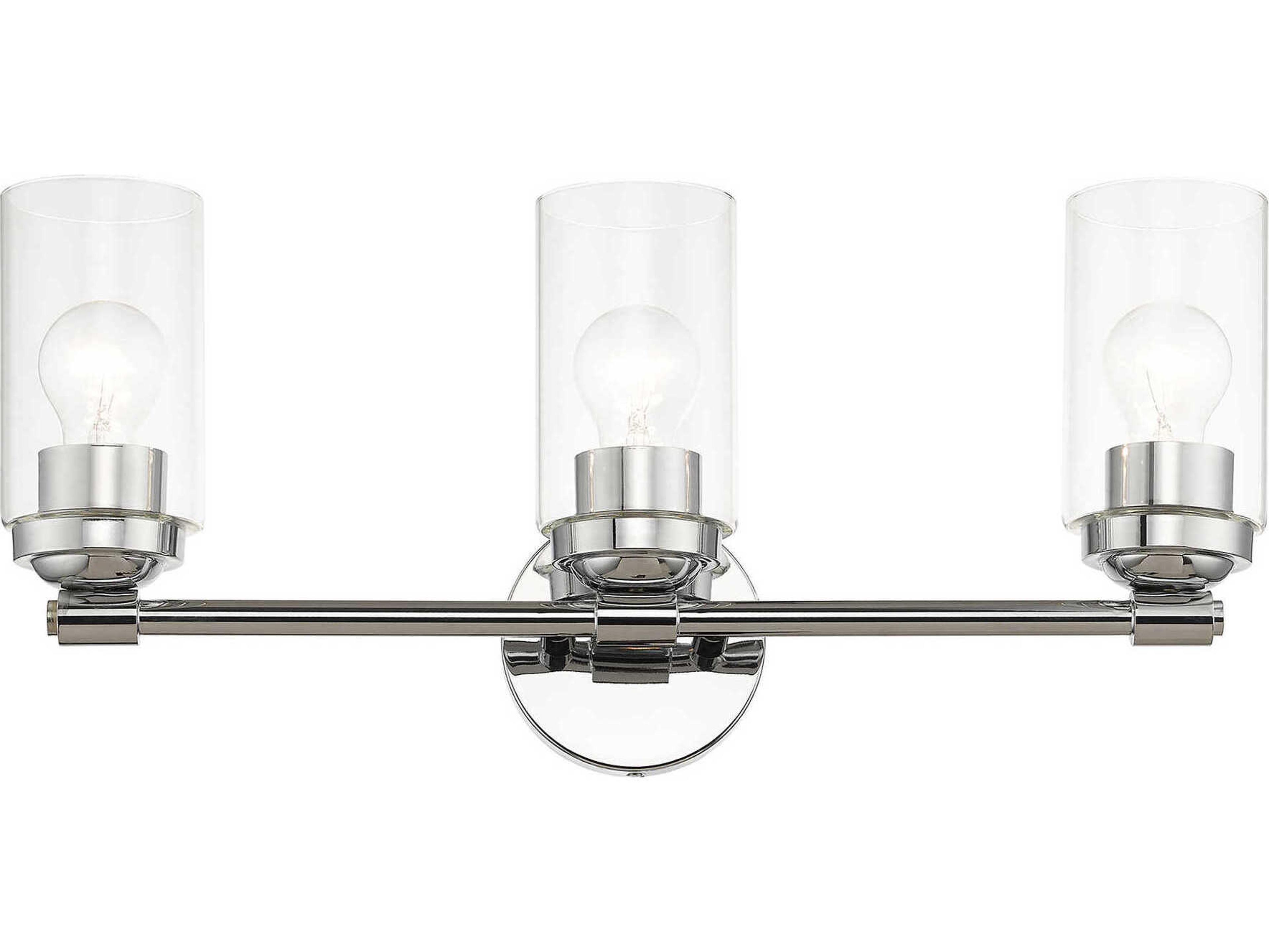 Livex Lighting Whittier 3-Light Polished Chrome Glass Vanity Light