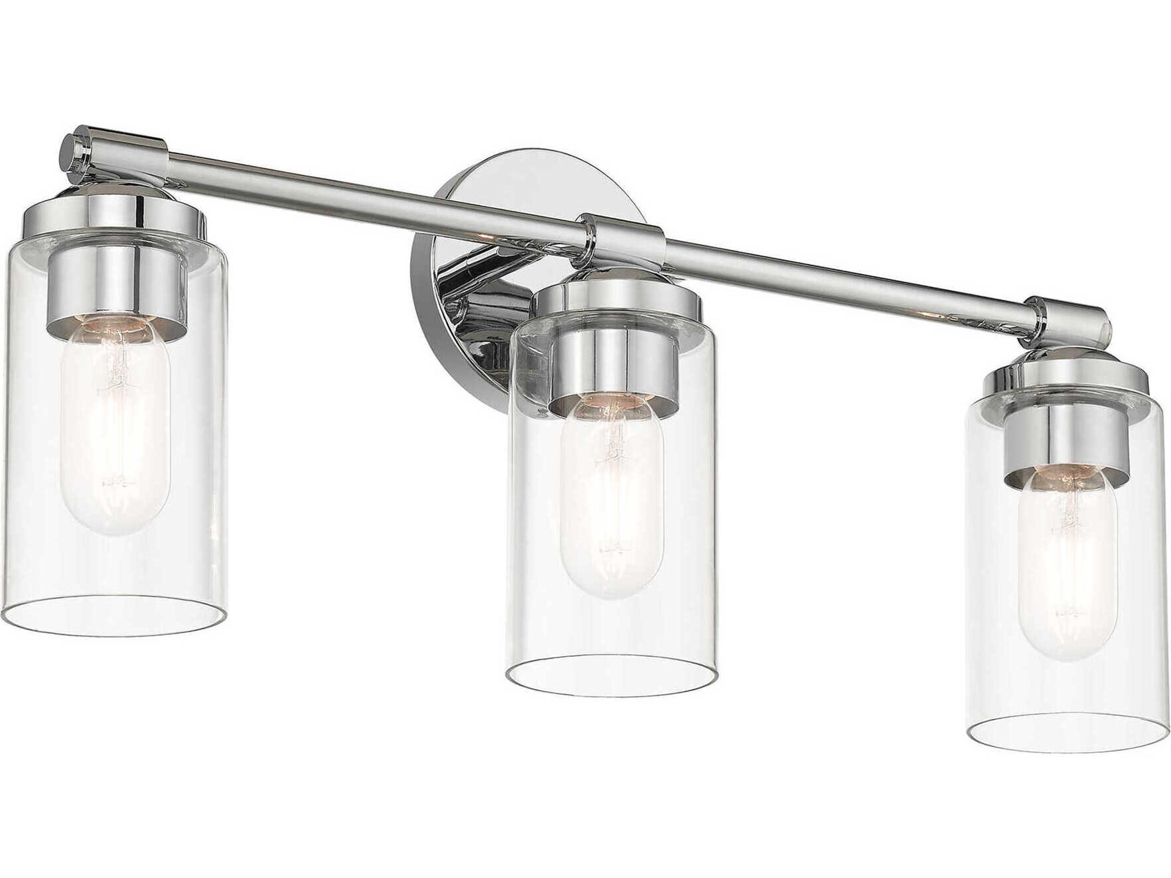 Livex Lighting Whittier 3-Light Polished Chrome Glass Vanity Light