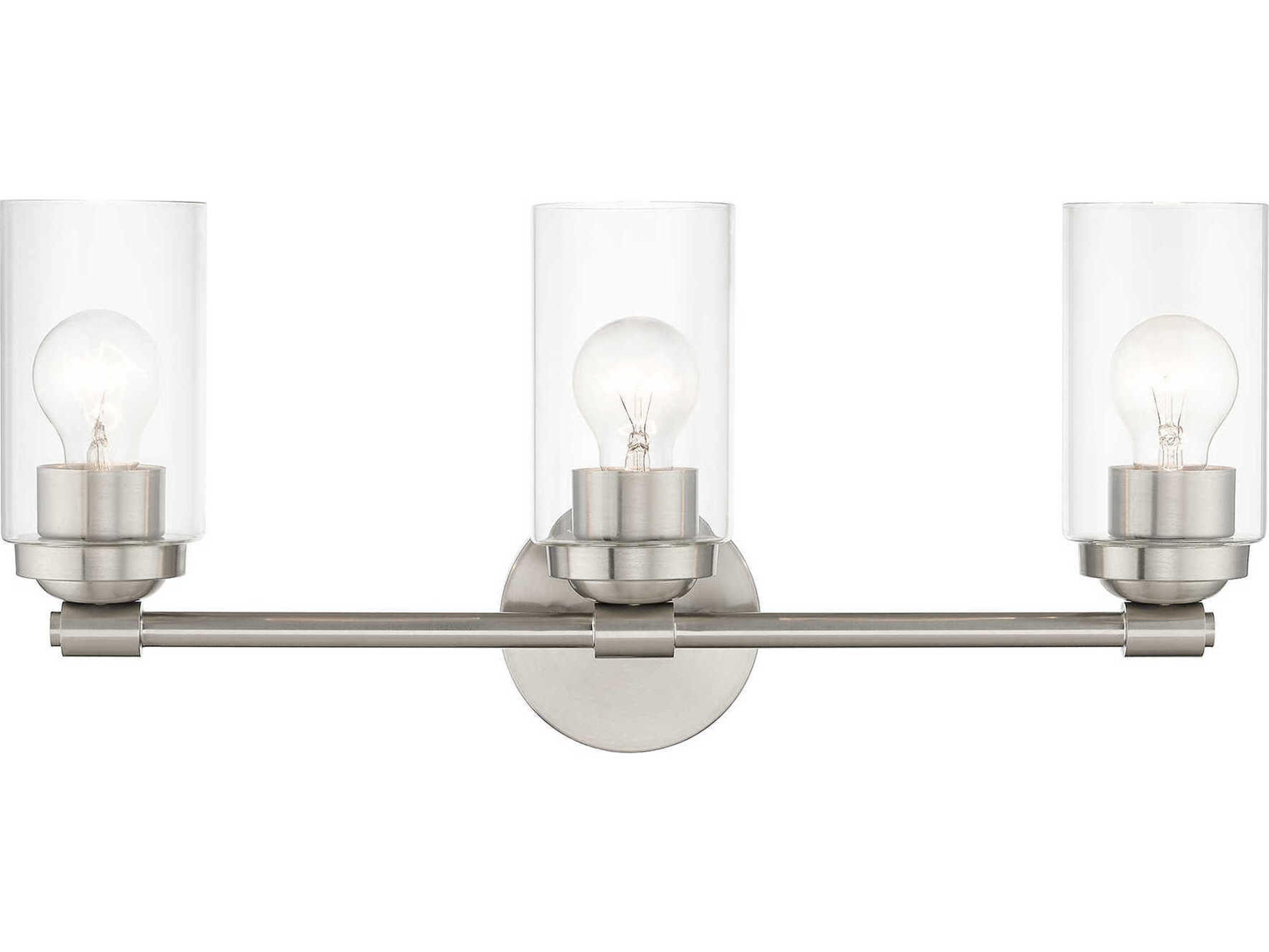 Whittier 3-Light Brushed Nickel Glass Vanity Light