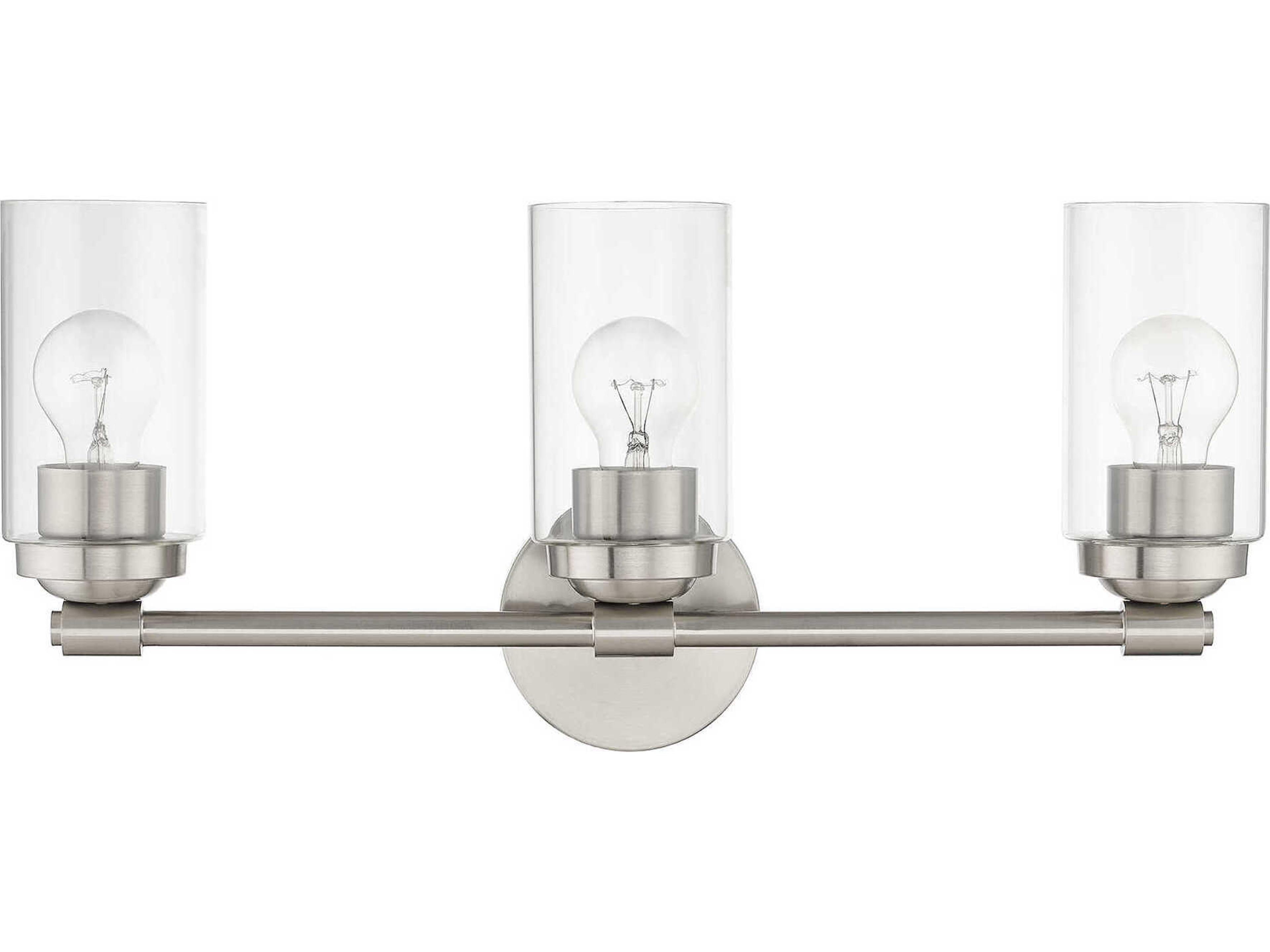 Livex Lighting Whittier 3-Light Brushed Nickel Glass Vanity Light