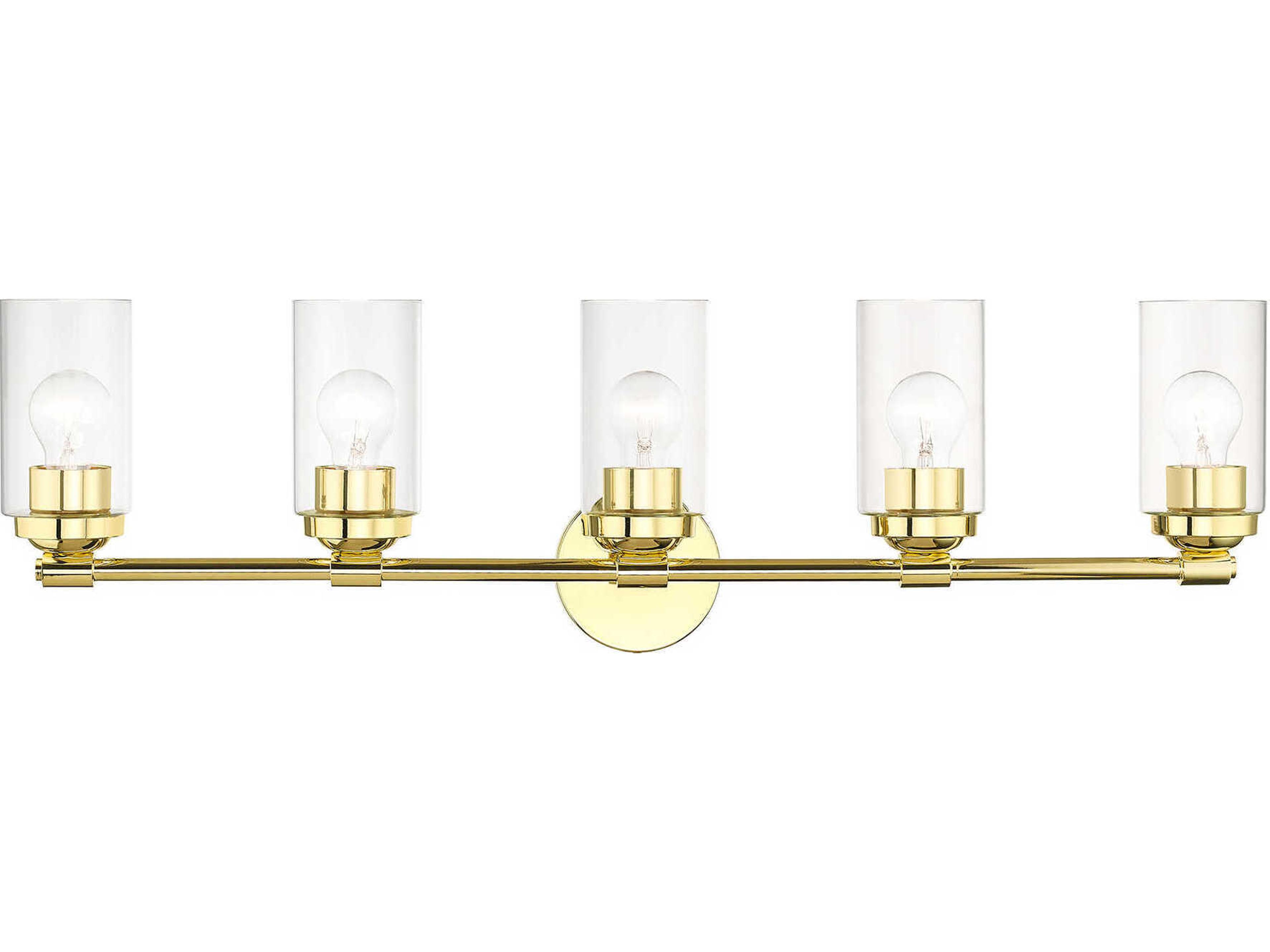 Whittier 5-Light Polished Brass Glass Vanity Light