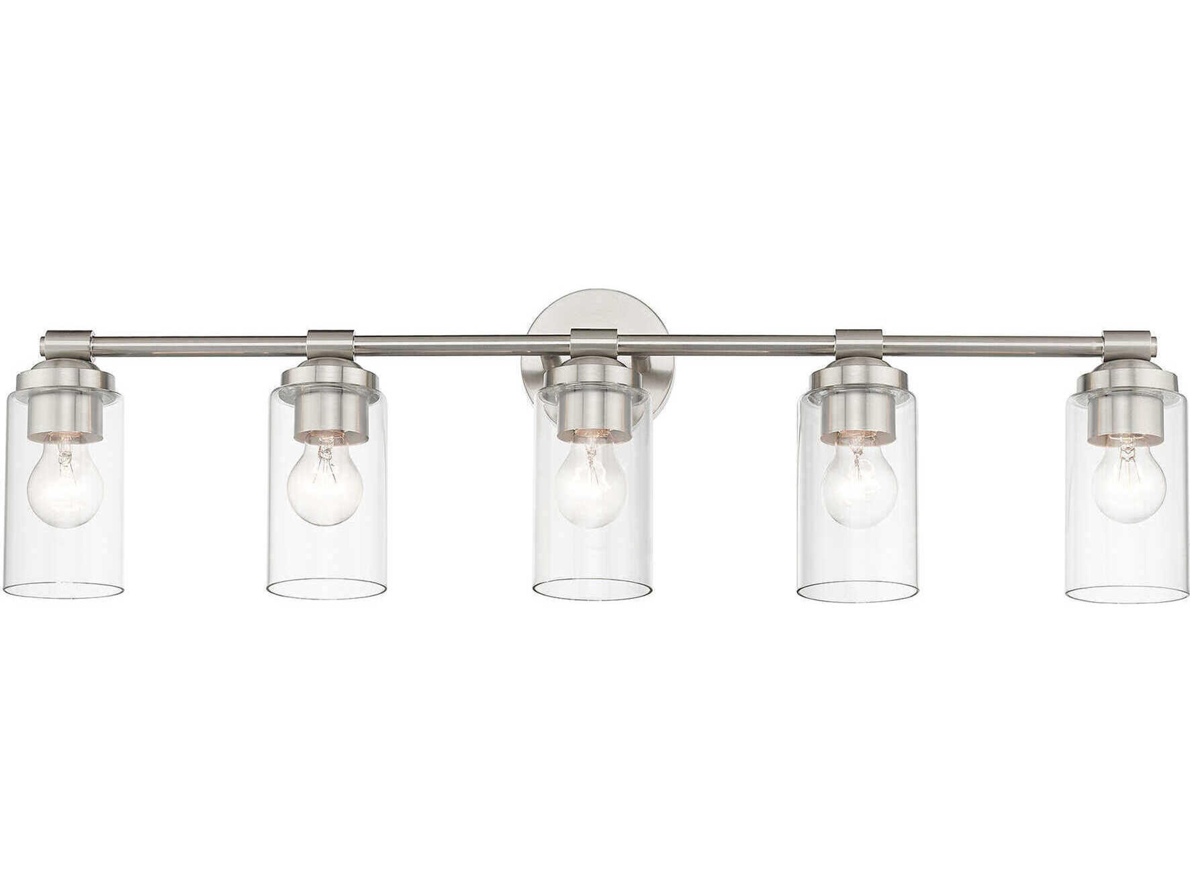 Whittier 5-Light Brushed Nickel Glass Vanity Light