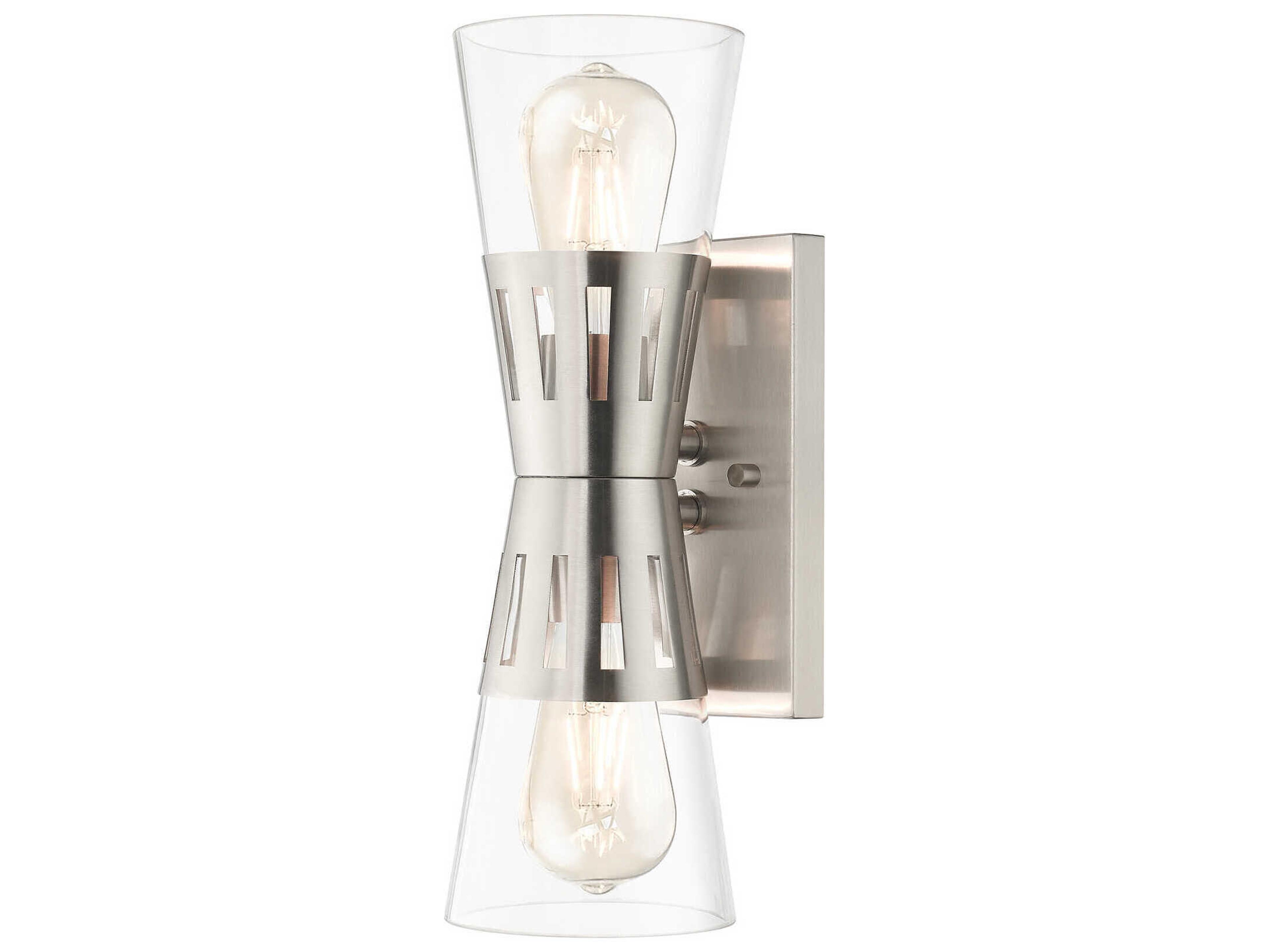 Bennington 2-Light Brushed Nickel Glass Wall Sconce