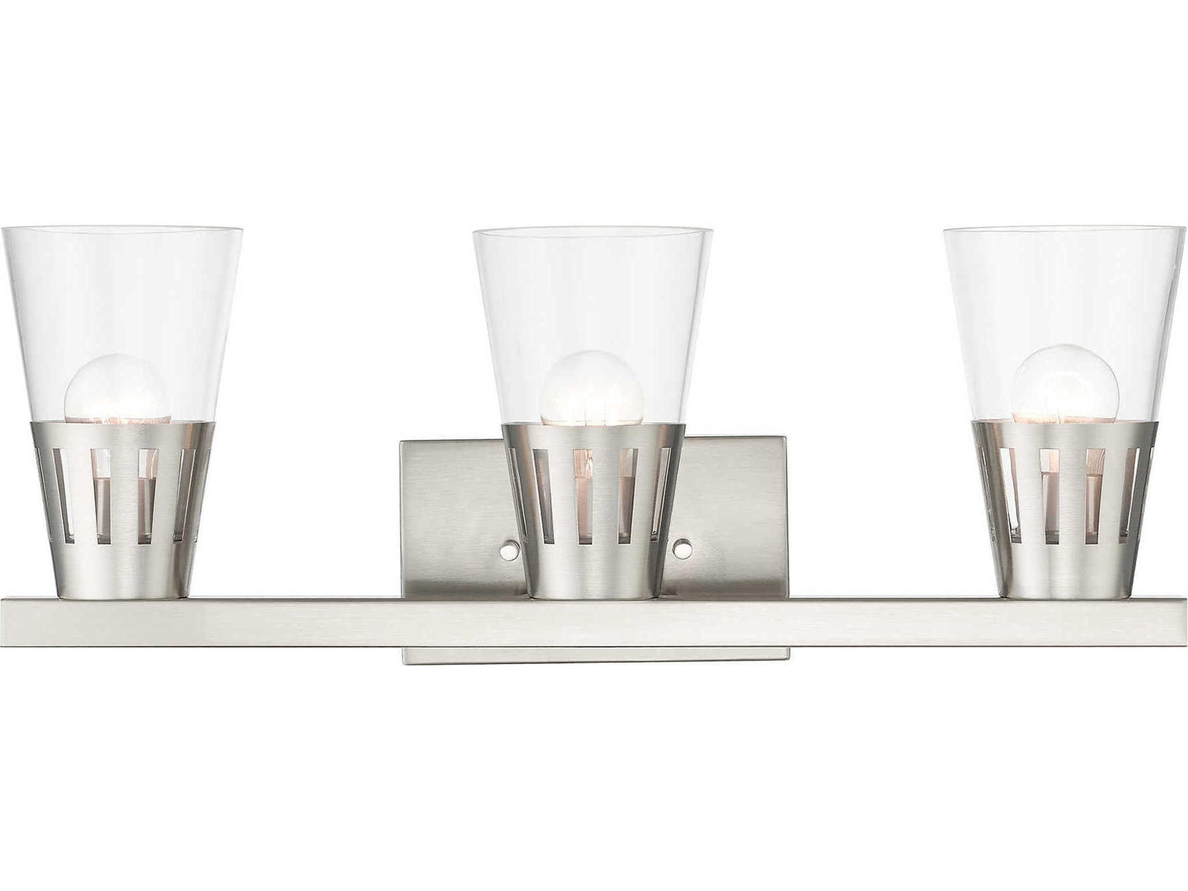 Bennington 3-Light Brushed Nickel Glass Vanity Light