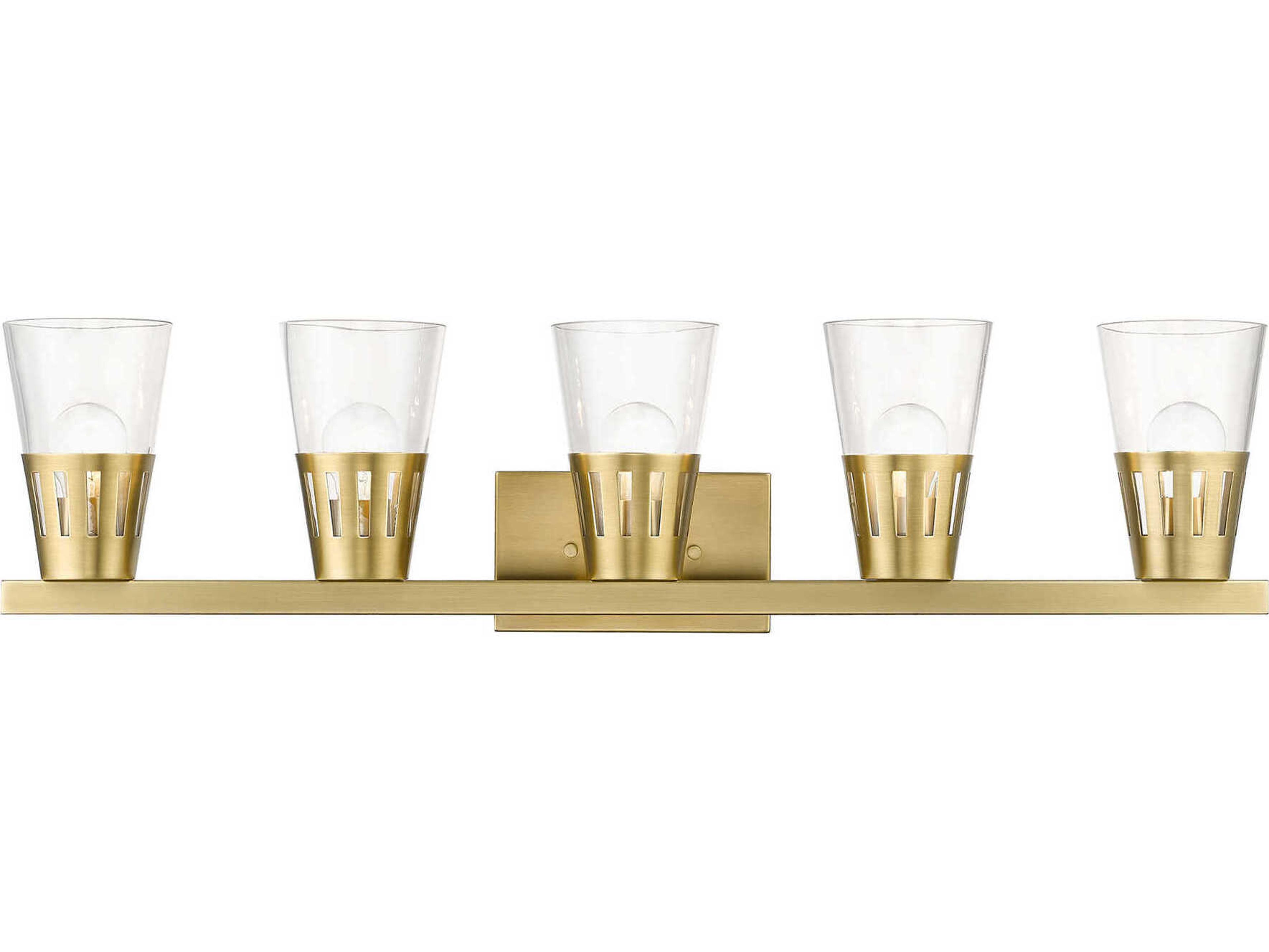 Bennington 5-Light Natural Brass Glass Vanity Light