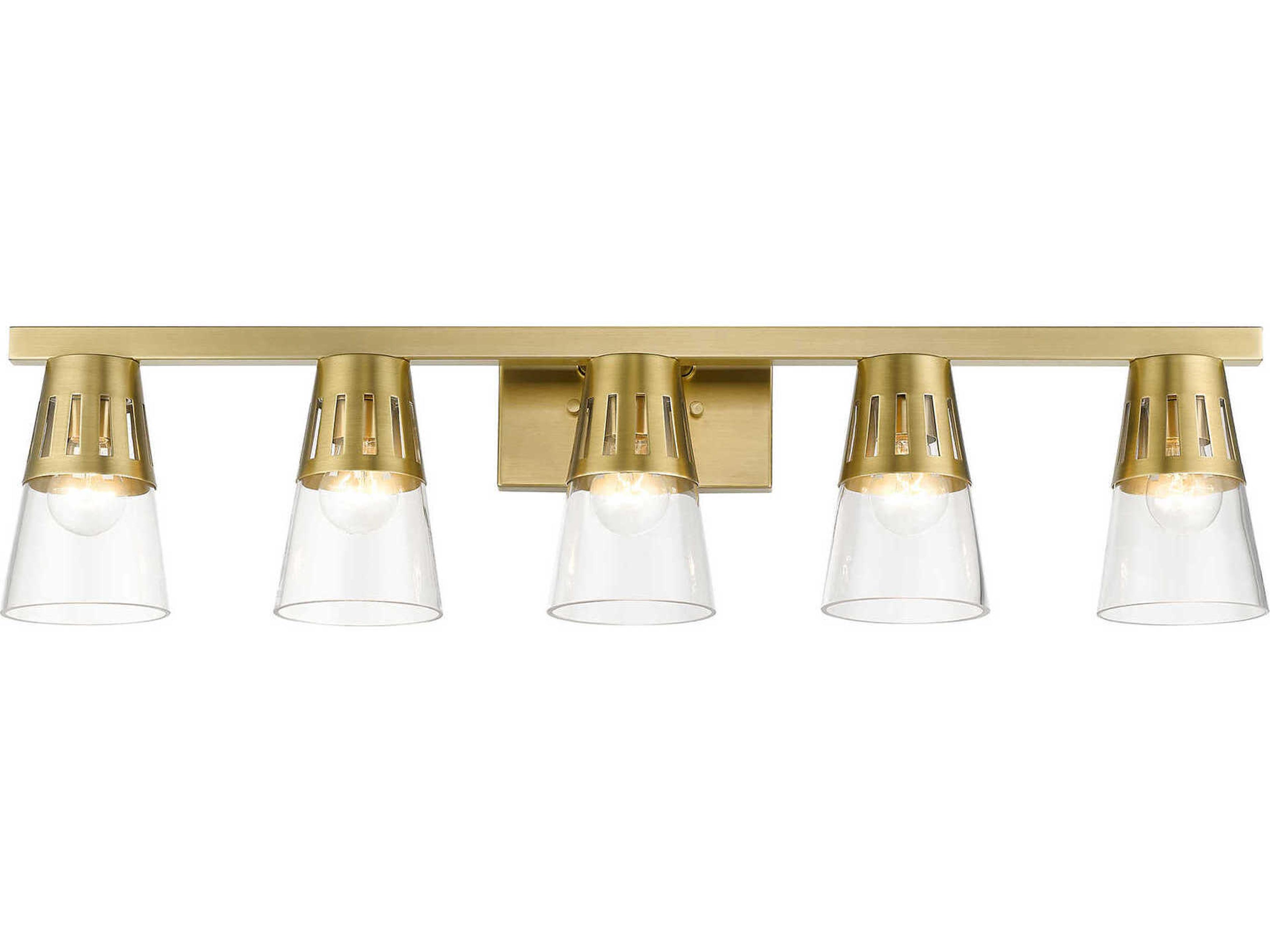 Livex Lighting Bennington 5-Light Natural Brass Glass Vanity Light