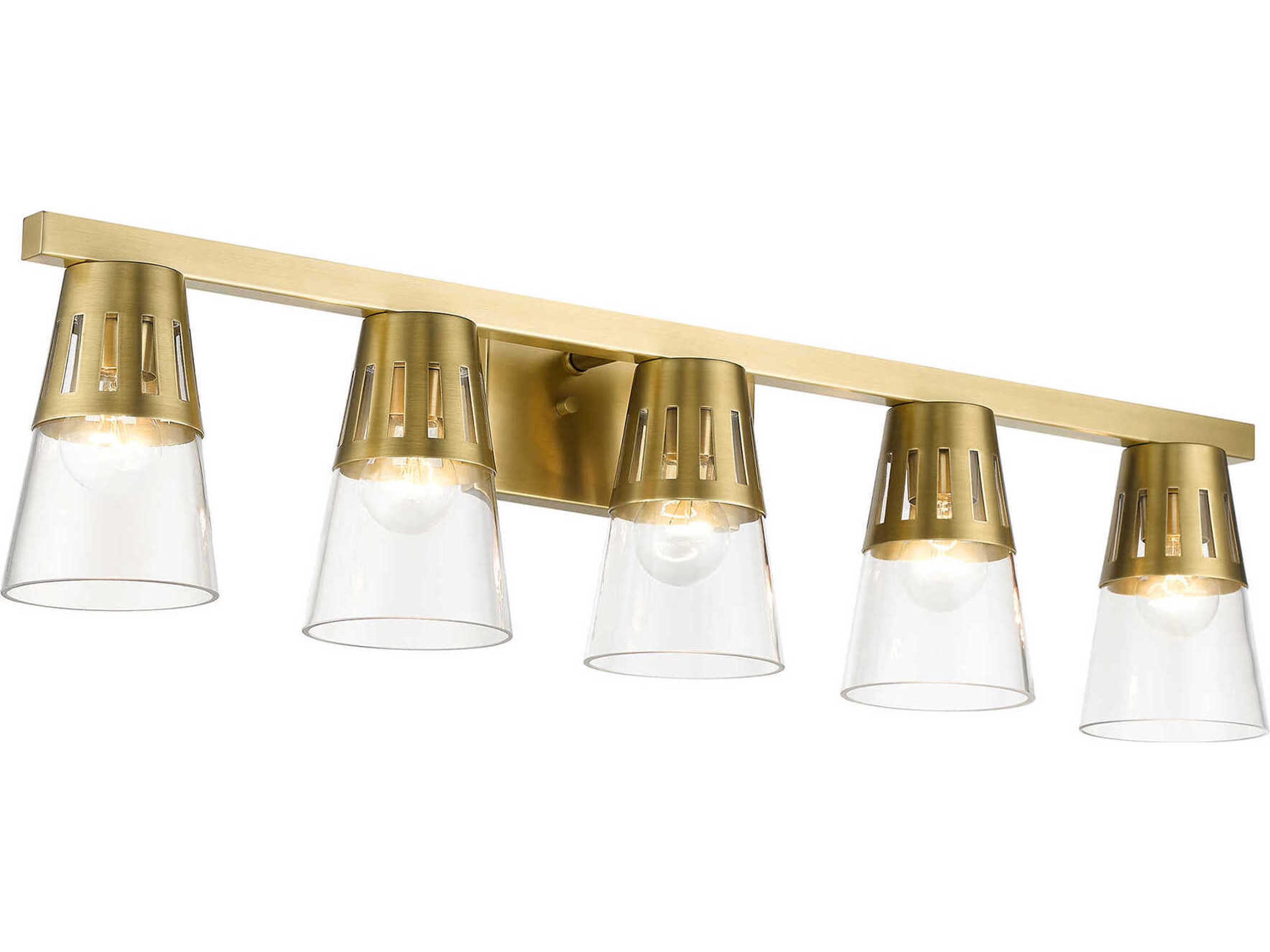 Livex Lighting Bennington 5-Light Natural Brass Glass Vanity Light
